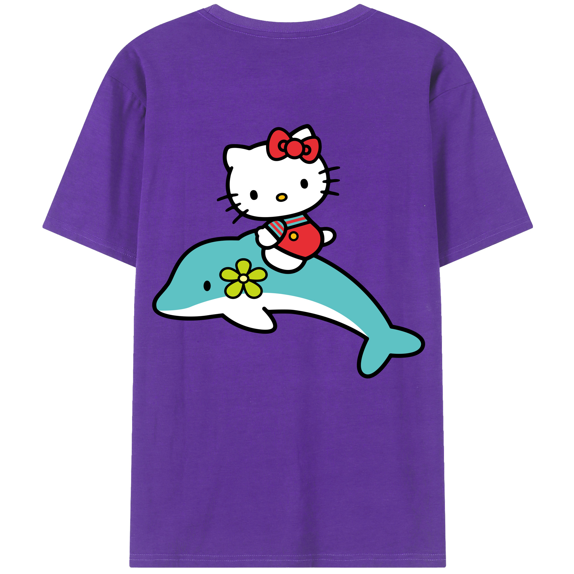 （画像用） Hello Kitty ハローキティ 綿100％ メンズ半袖Tシャツ（バックプリント） 通気性