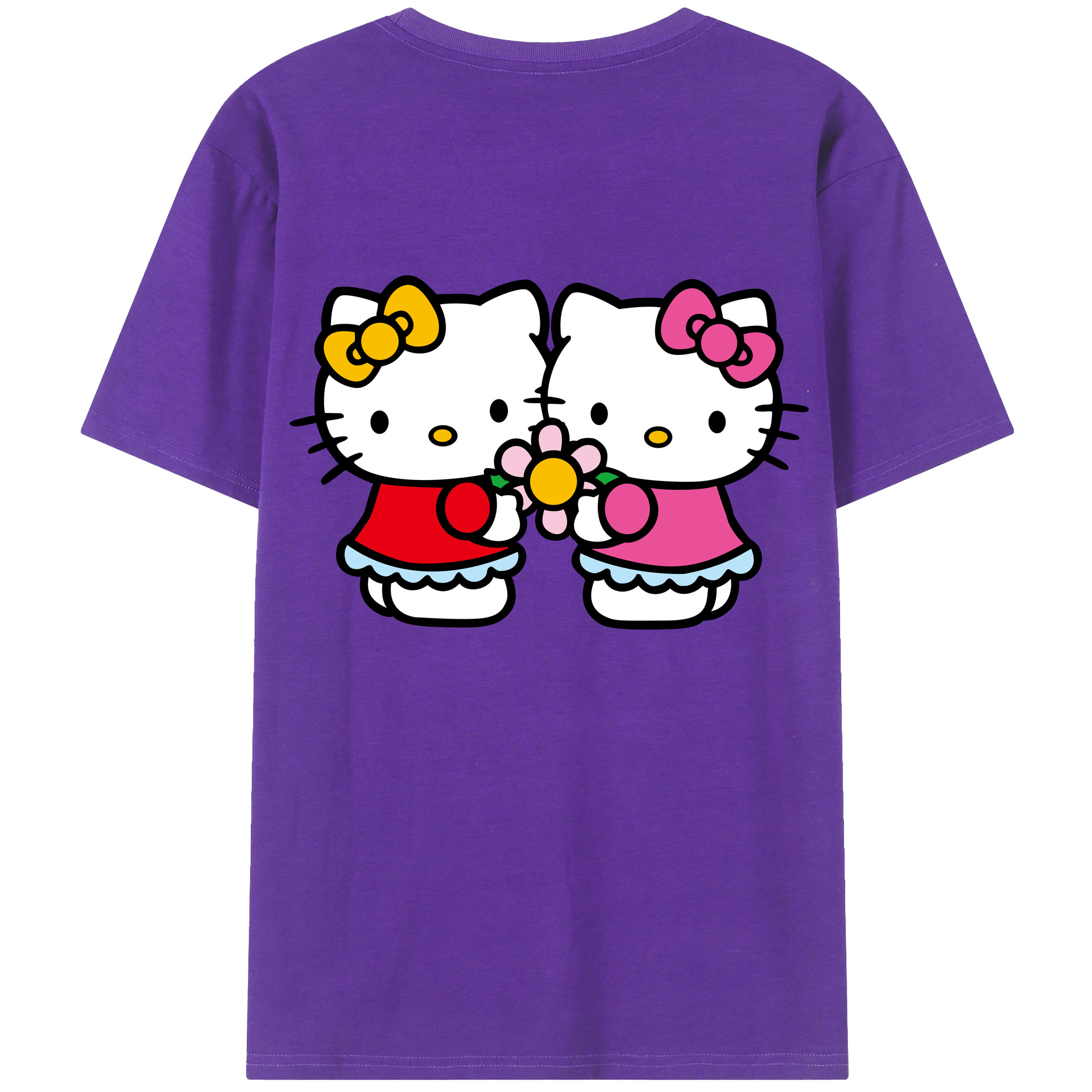 （画像用） Hello Kitty ハローキティ 綿100％ メンズ半袖Tシャツ（バックプリント） 通気性