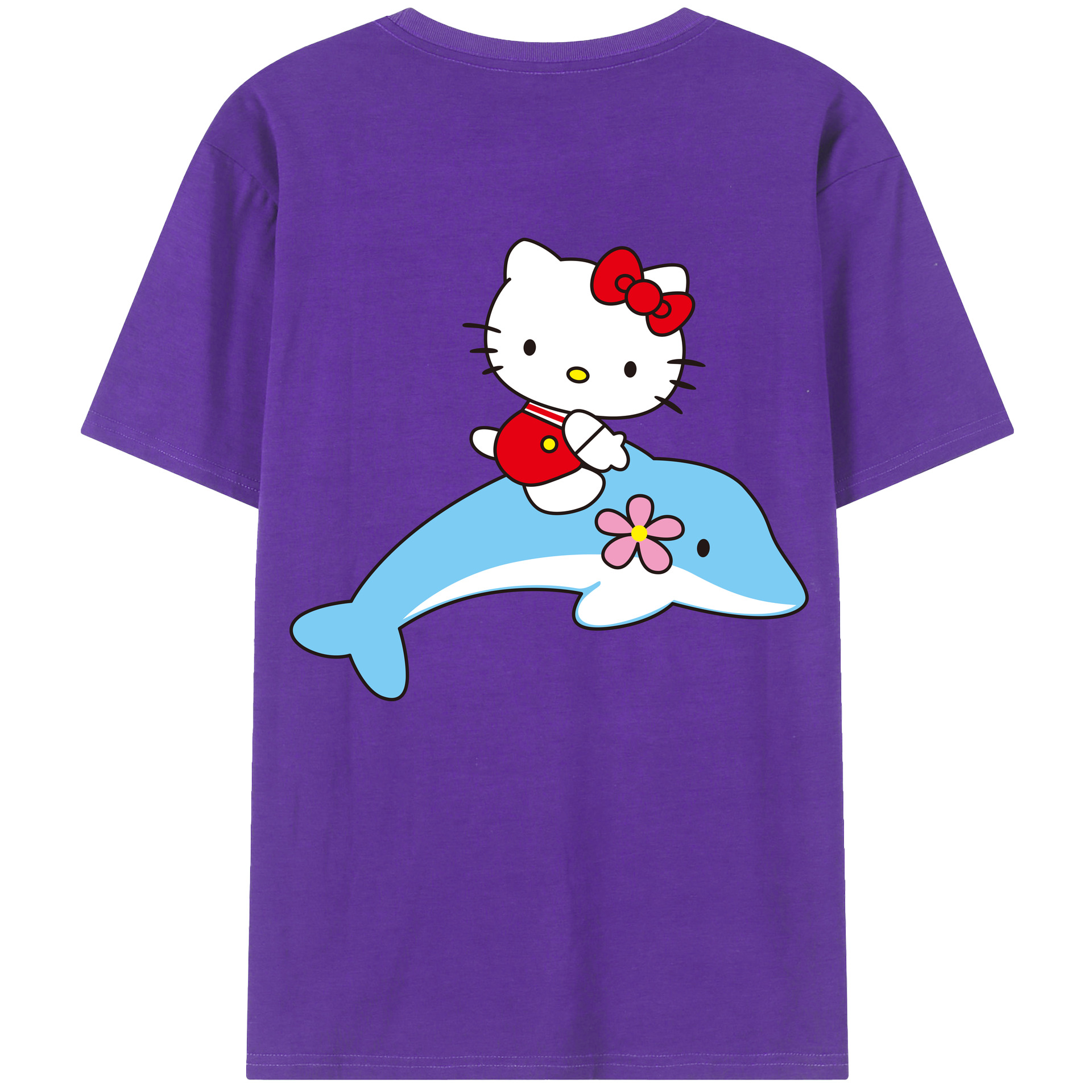 （画像用） Hello Kitty ハローキティ 綿100％ メンズ半袖Tシャツ（バックプリント） 通気性
