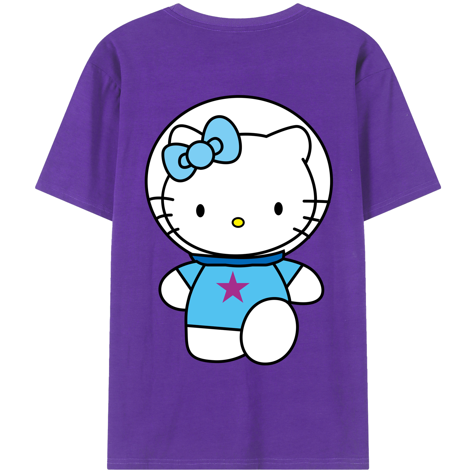 （画像用） Hello Kitty ハローキティ 綿100％ メンズ半袖Tシャツ（バックプリント） 通気性