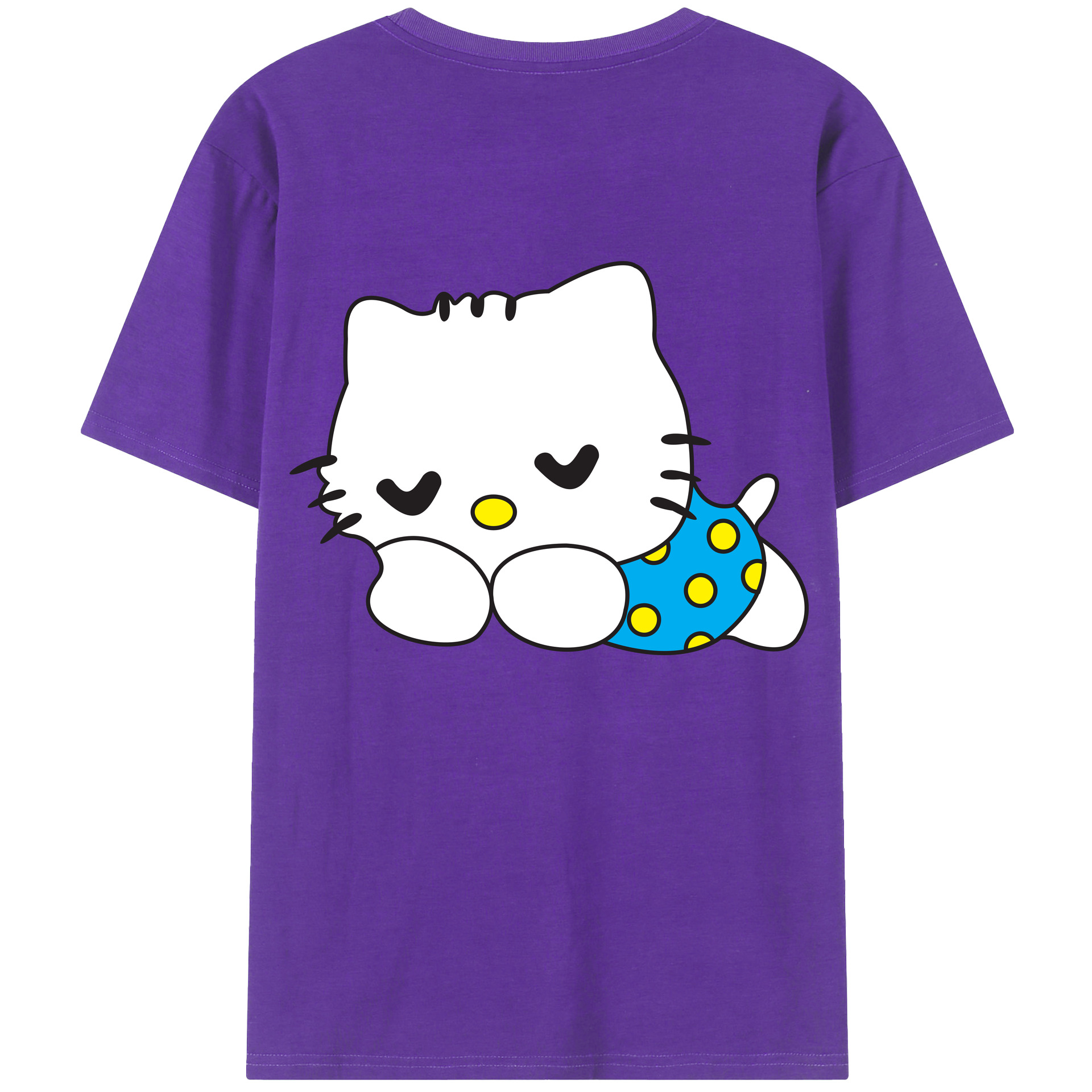 （画像用） Hello Kitty ハローキティ 綿100％ メンズ半袖Tシャツ（バックプリント） 通気性