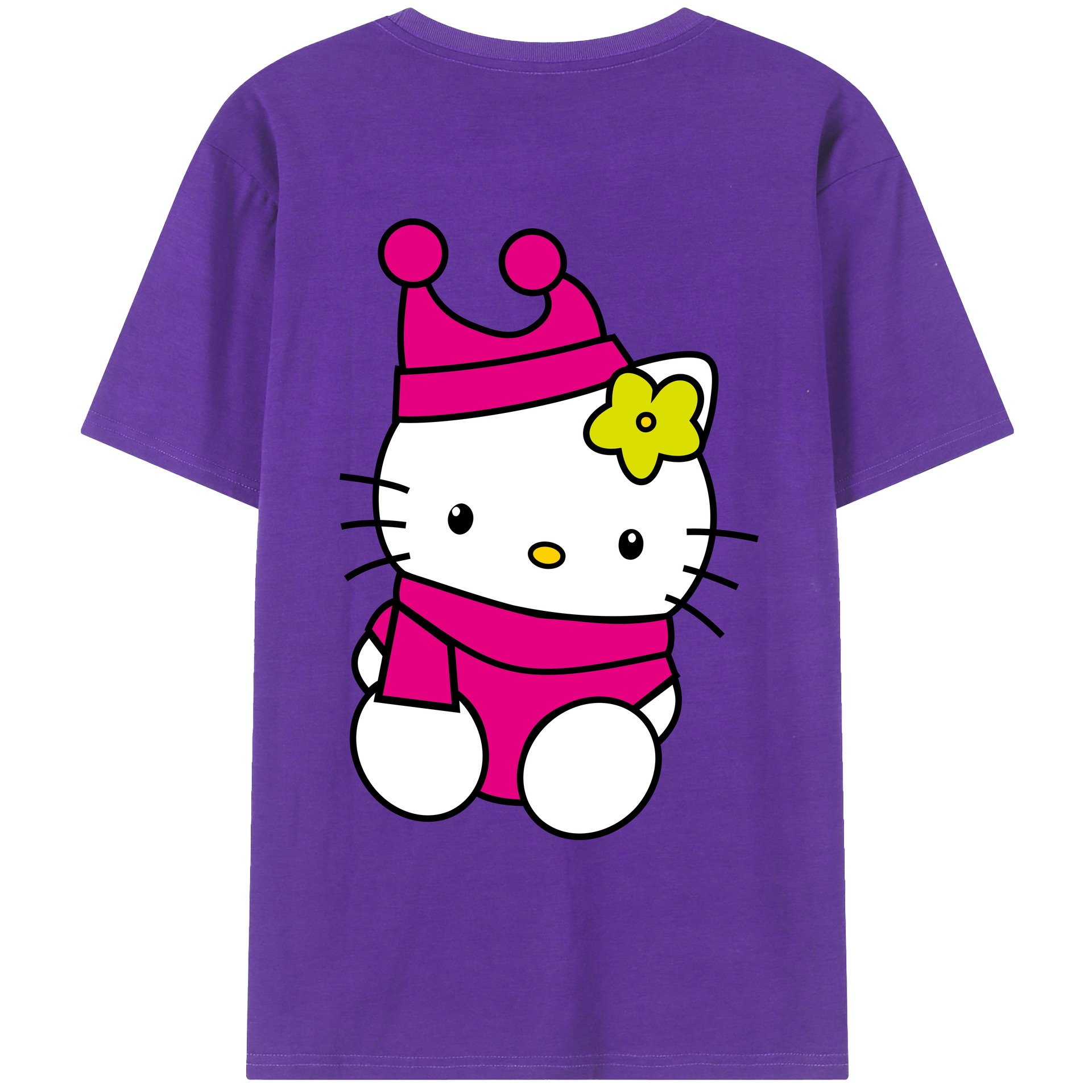（画像用） Hello Kitty ハローキティ 綿100％ メンズ半袖Tシャツ（バックプリント） 通気性