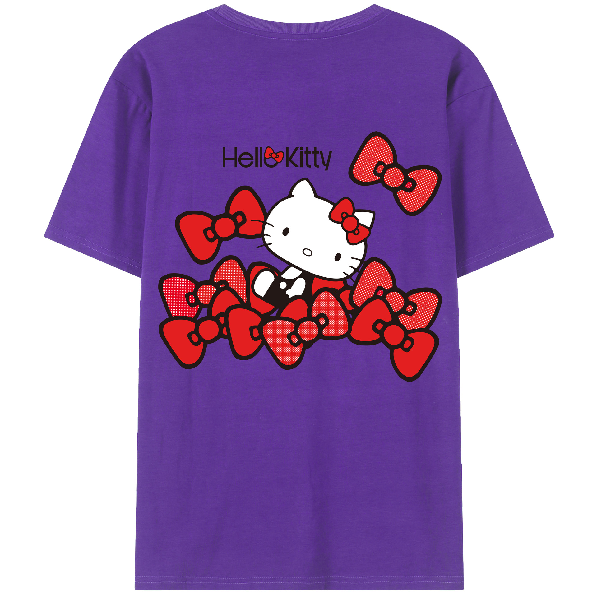 （画像用） Hello Kitty ハローキティ 綿100％ メンズ半袖Tシャツ（バックプリント） 通気性