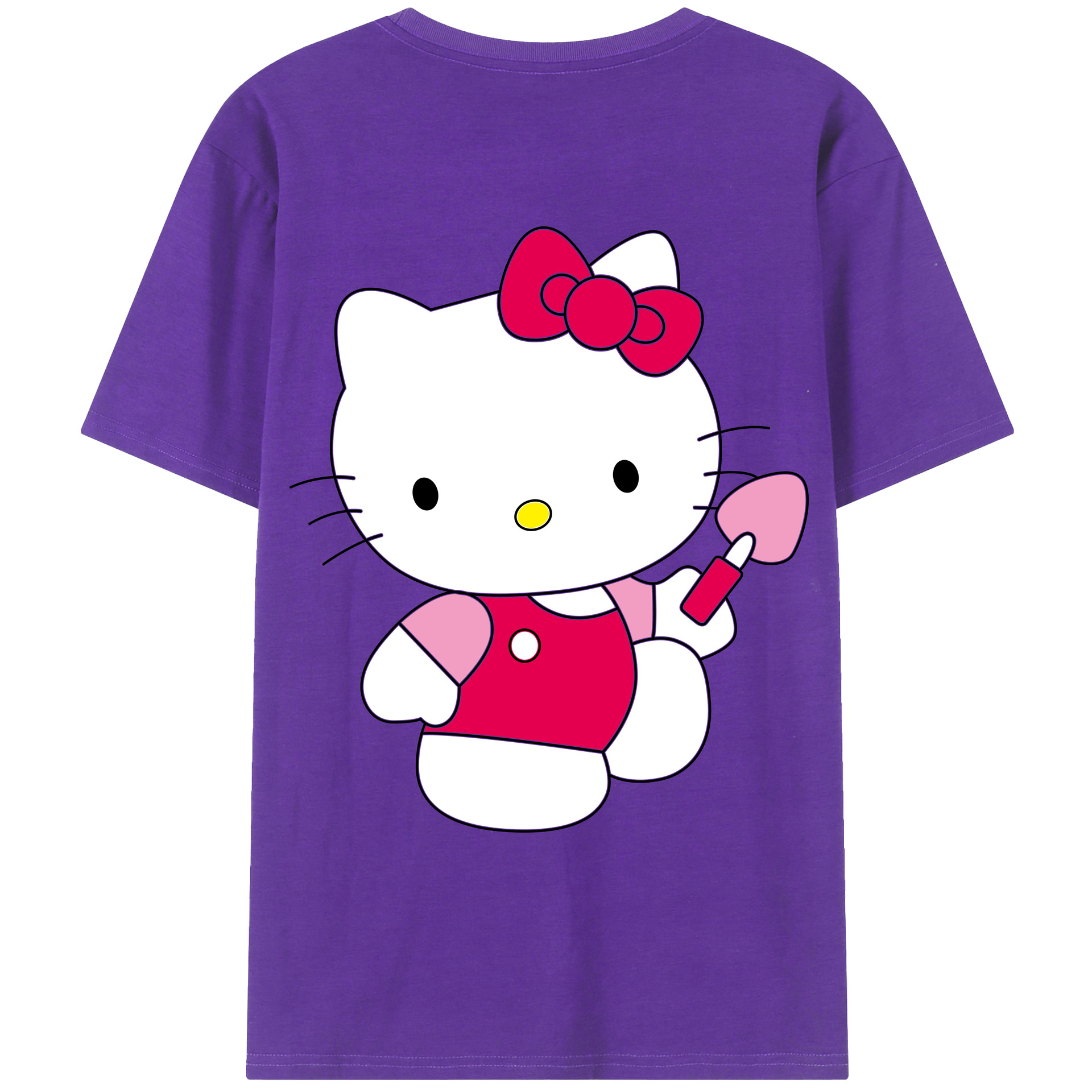 （画像用） Hello Kitty ハローキティ 綿100％ メンズ半袖Tシャツ（バックプリント） 通気性