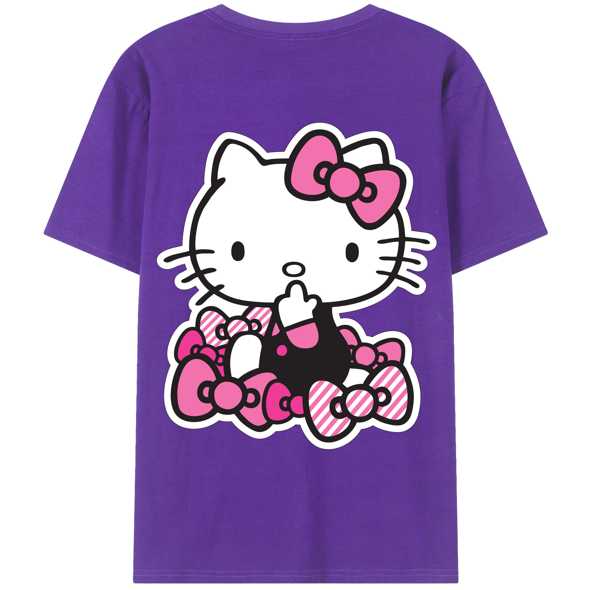 （画像用） Hello Kitty ハローキティ 綿100％ メンズ半袖Tシャツ（バックプリント） 通気性