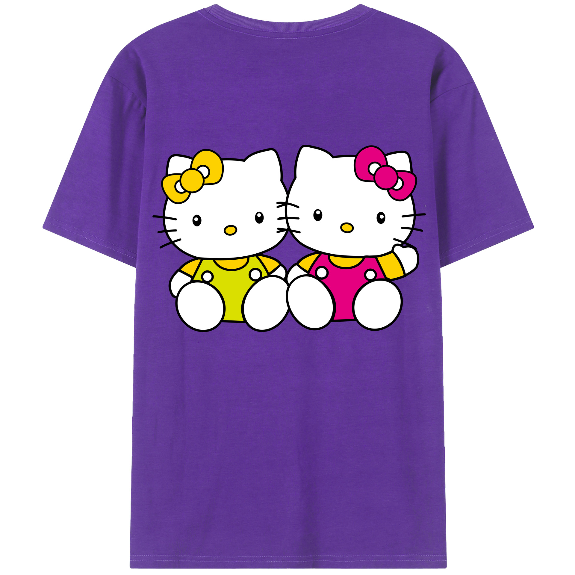 （画像用） Hello Kitty ハローキティ 綿100％ メンズ半袖Tシャツ（バックプリント） 通気性