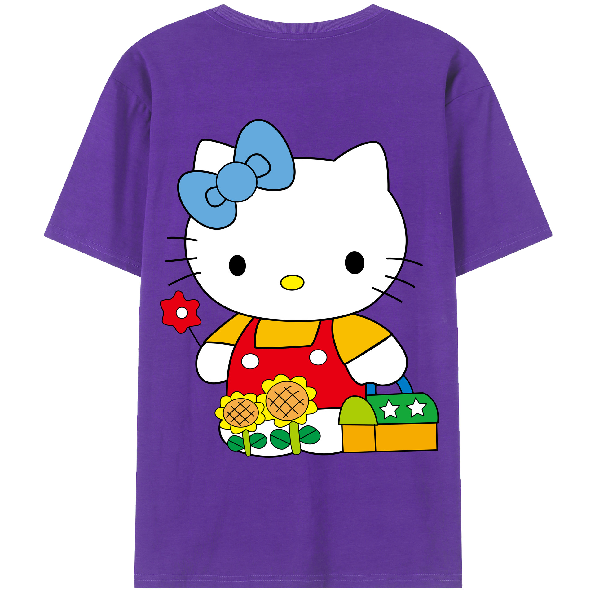 （画像用） Hello Kitty ハローキティ 綿100％ メンズ半袖Tシャツ（バックプリント） 通気性