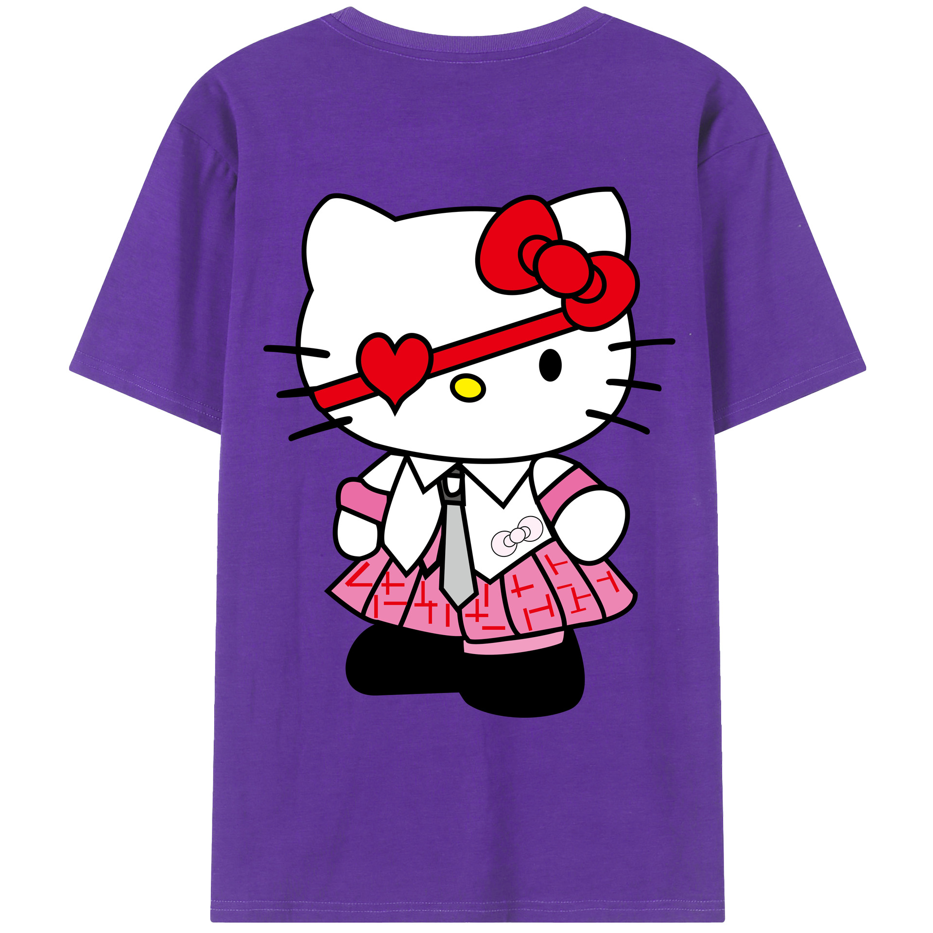 （画像用） Hello Kitty ハローキティ 綿100％ メンズ半袖Tシャツ（バックプリント） 通気性