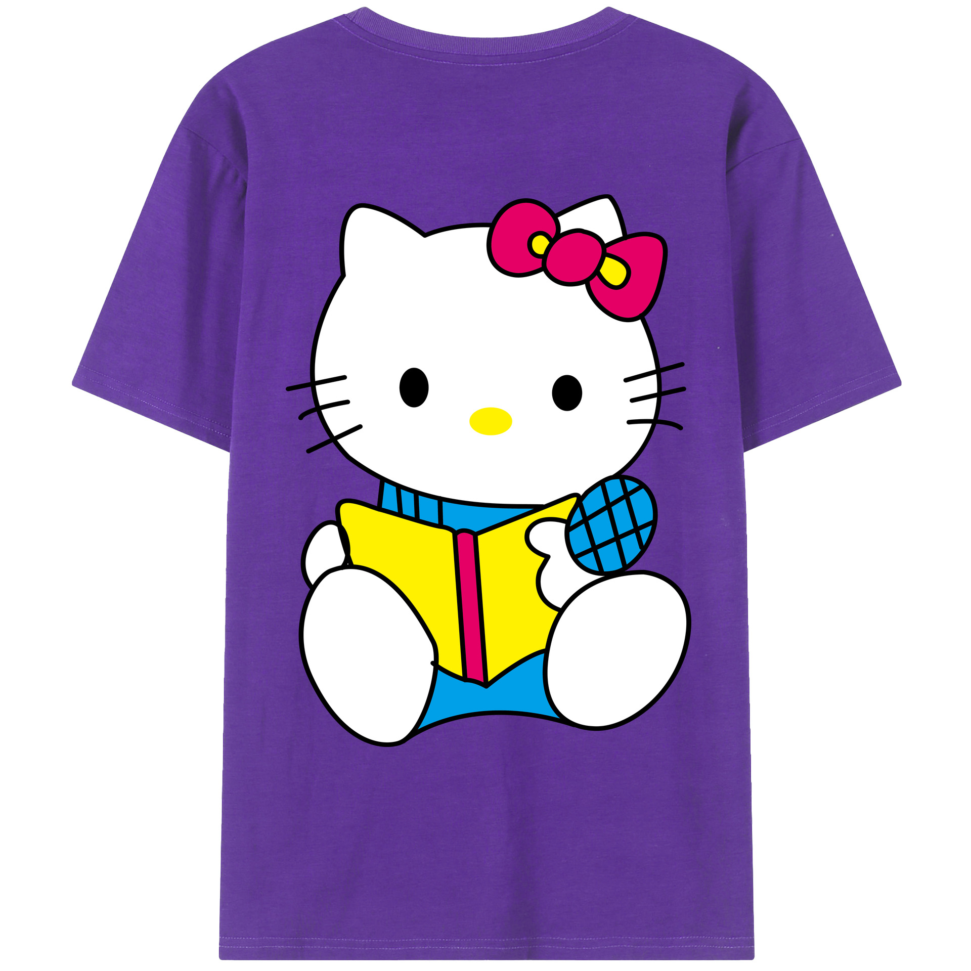 （画像用） Hello Kitty ハローキティ 綿100％ メンズ半袖Tシャツ（バックプリント） 通気性