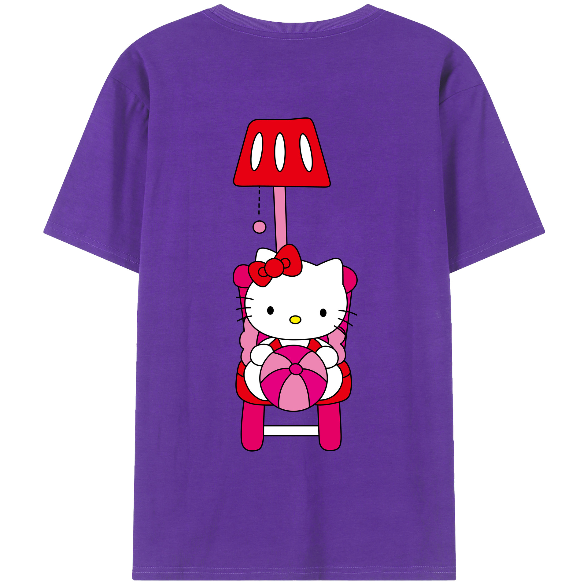 （画像用） Hello Kitty ハローキティ 綿100％ メンズ半袖Tシャツ（バックプリント） 通気性