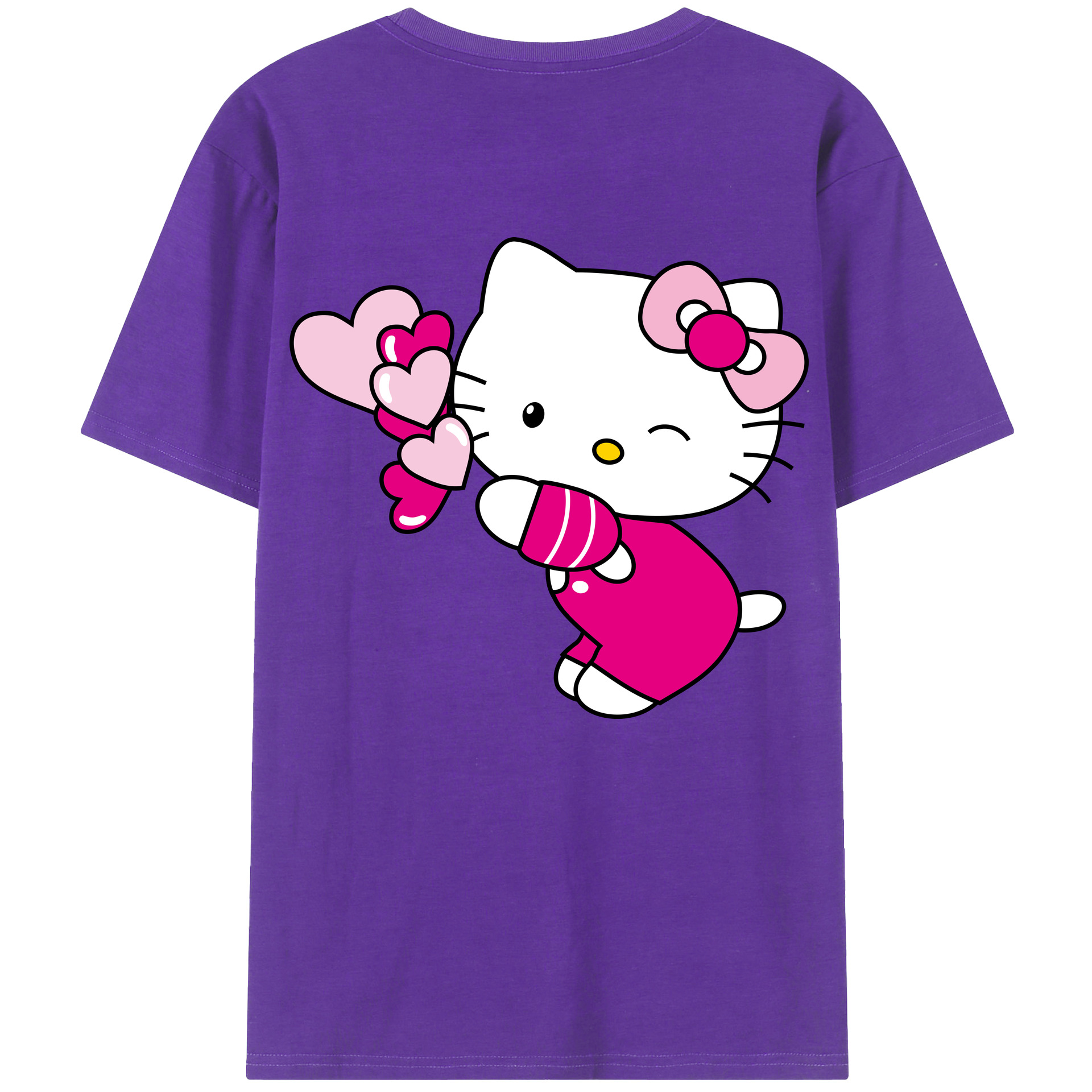 （画像用） Hello Kitty ハローキティ 綿100％ メンズ半袖Tシャツ（バックプリント） 通気性