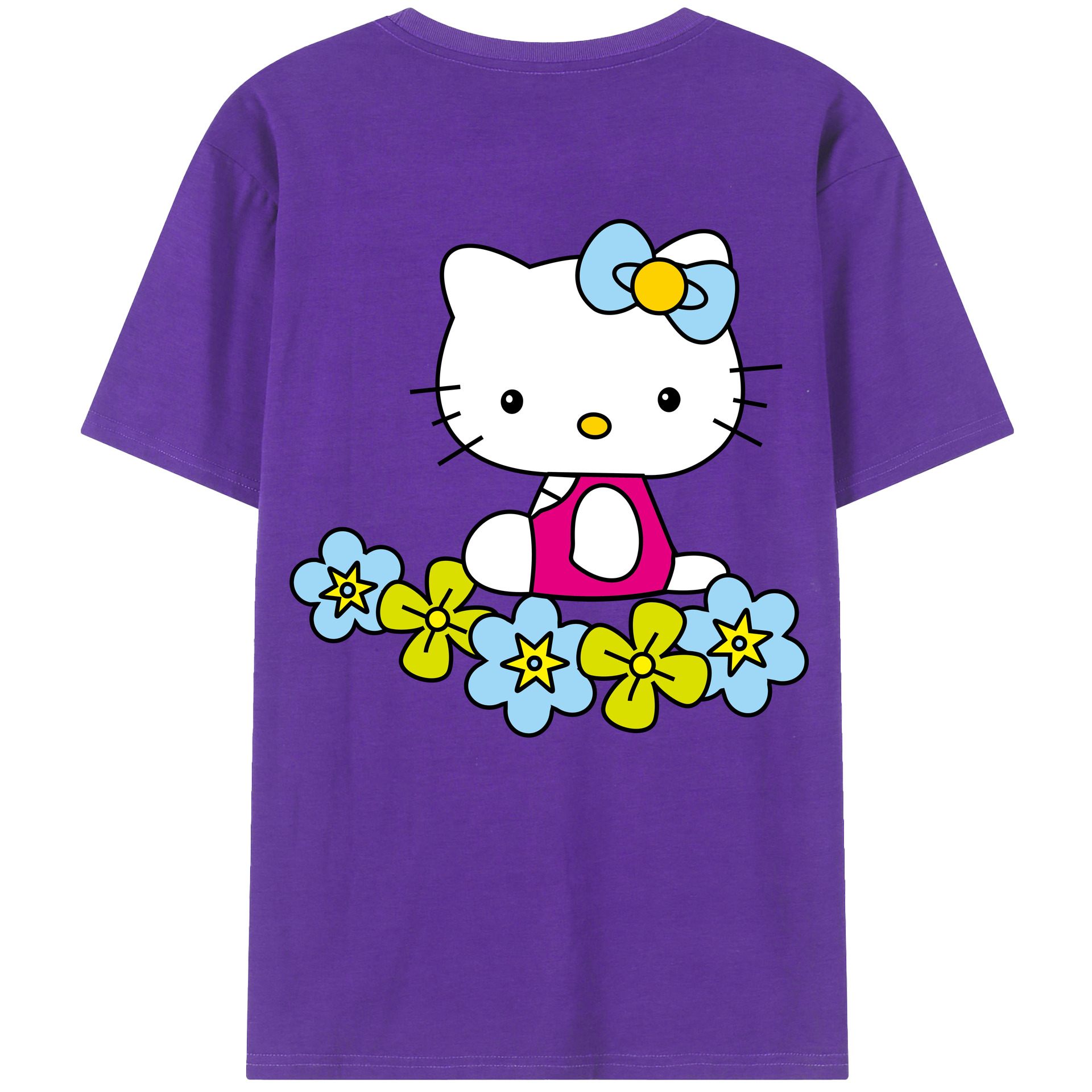 （画像用） Hello Kitty ハローキティ 綿100％ メンズ半袖Tシャツ（バックプリント） 通気性