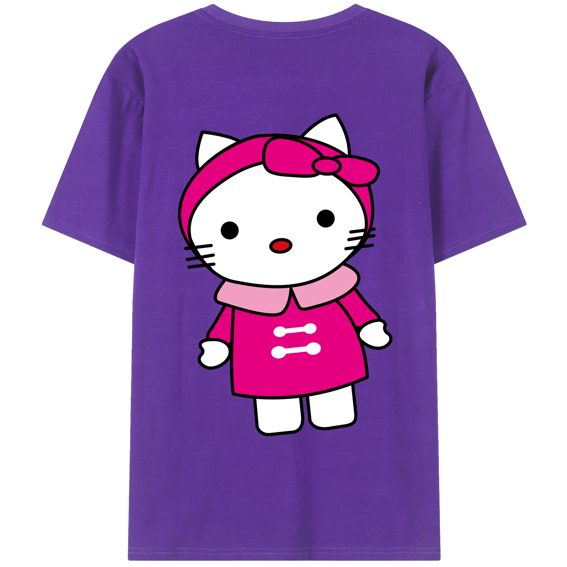 （画像用） Hello Kitty ハローキティ 綿100％ メンズ半袖Tシャツ（バックプリント） 通気性