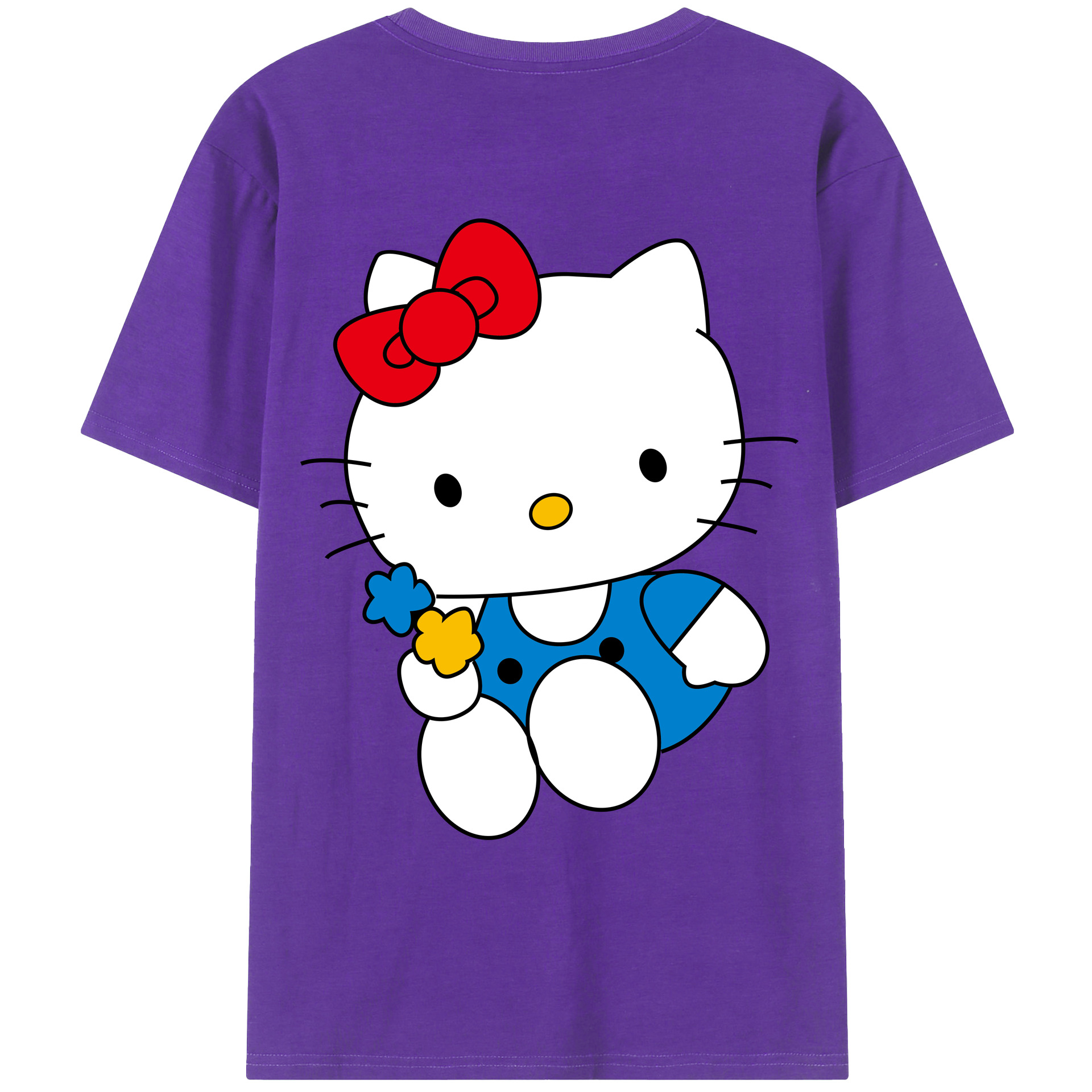（画像用） Hello Kitty ハローキティ 綿100％ メンズ半袖Tシャツ（バックプリント） 通気性