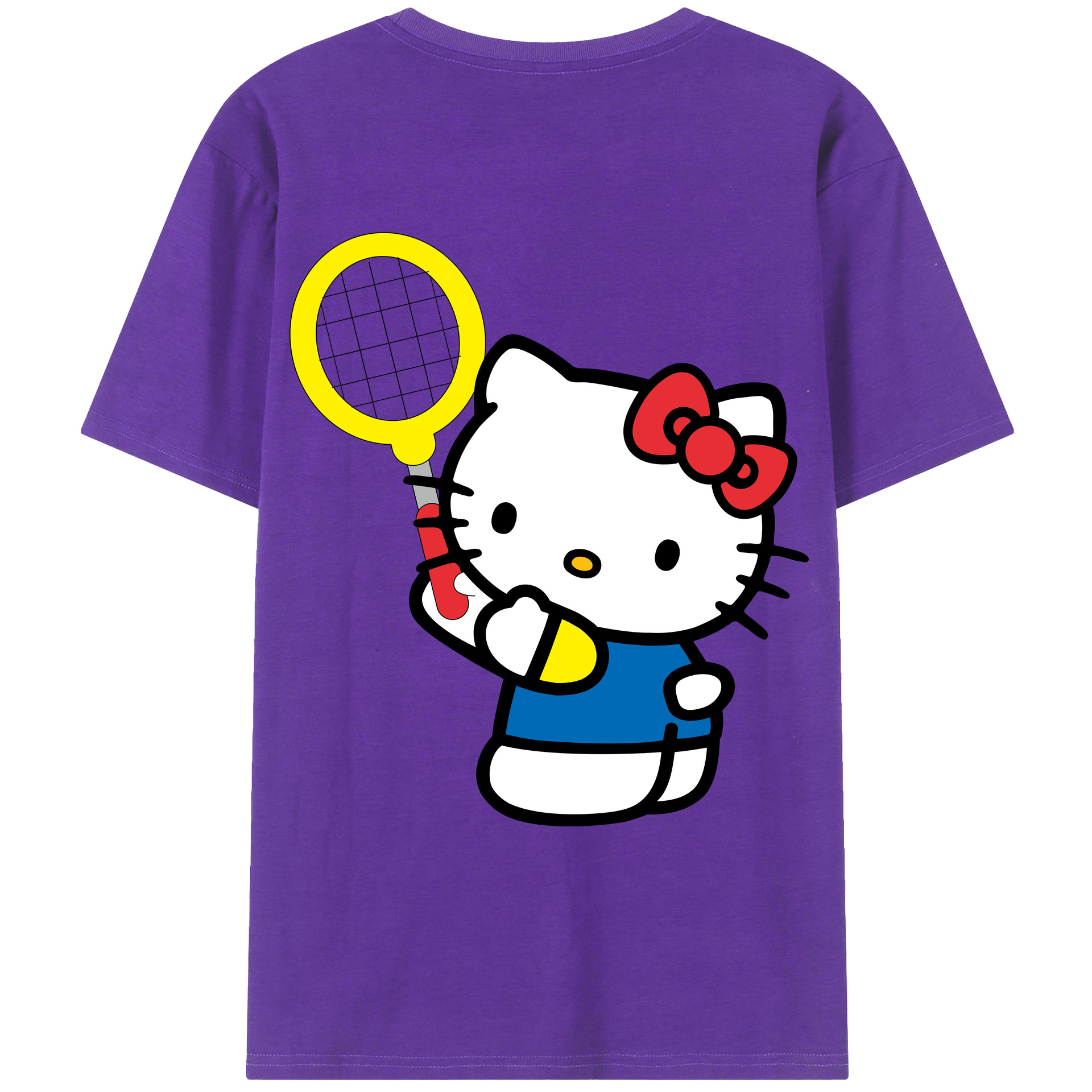 （画像用） Hello Kitty ハローキティ 綿100％ メンズ半袖Tシャツ（バックプリント） 通気性