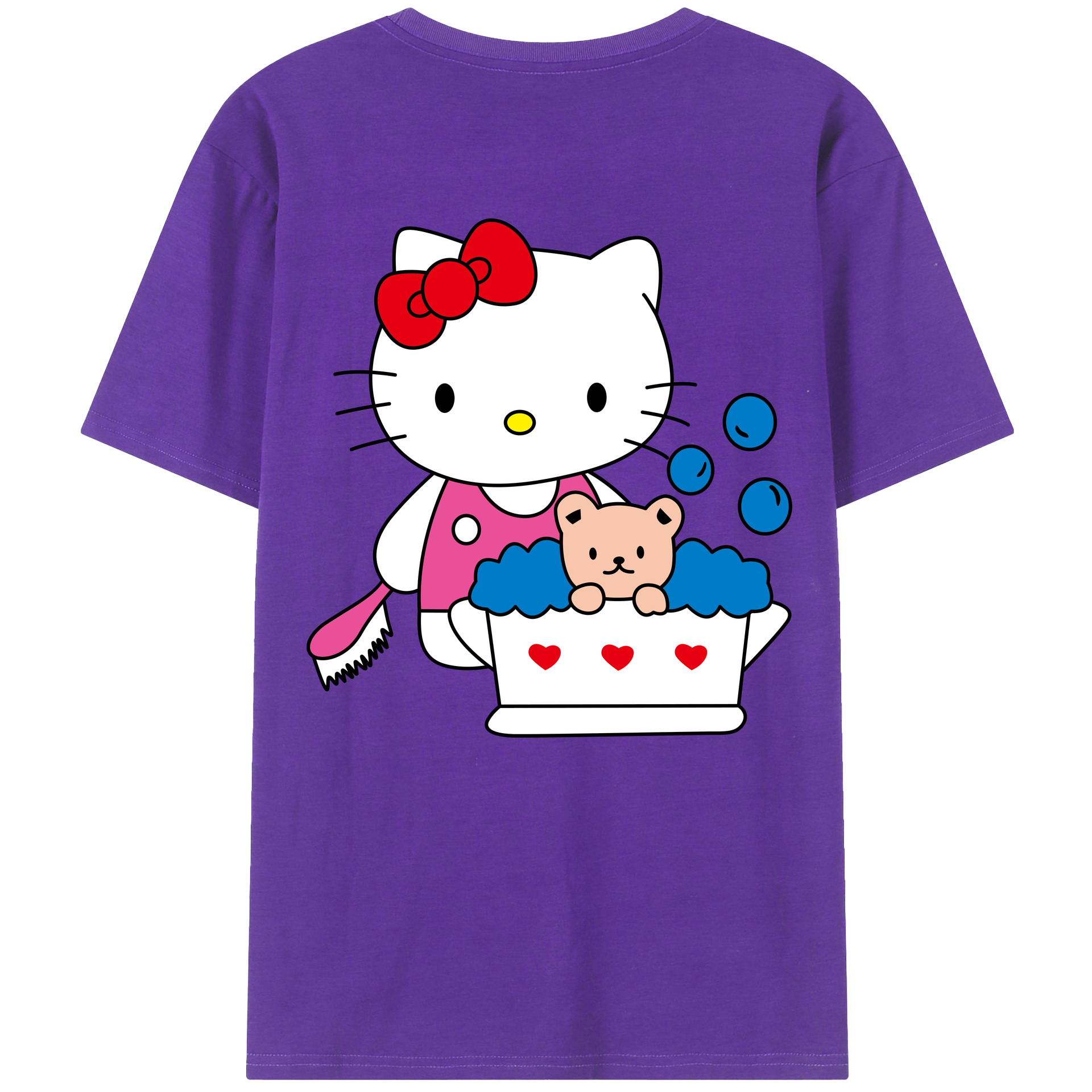 （画像用） Hello Kitty ハローキティ 綿100％ メンズ半袖Tシャツ（バックプリント） 通気性