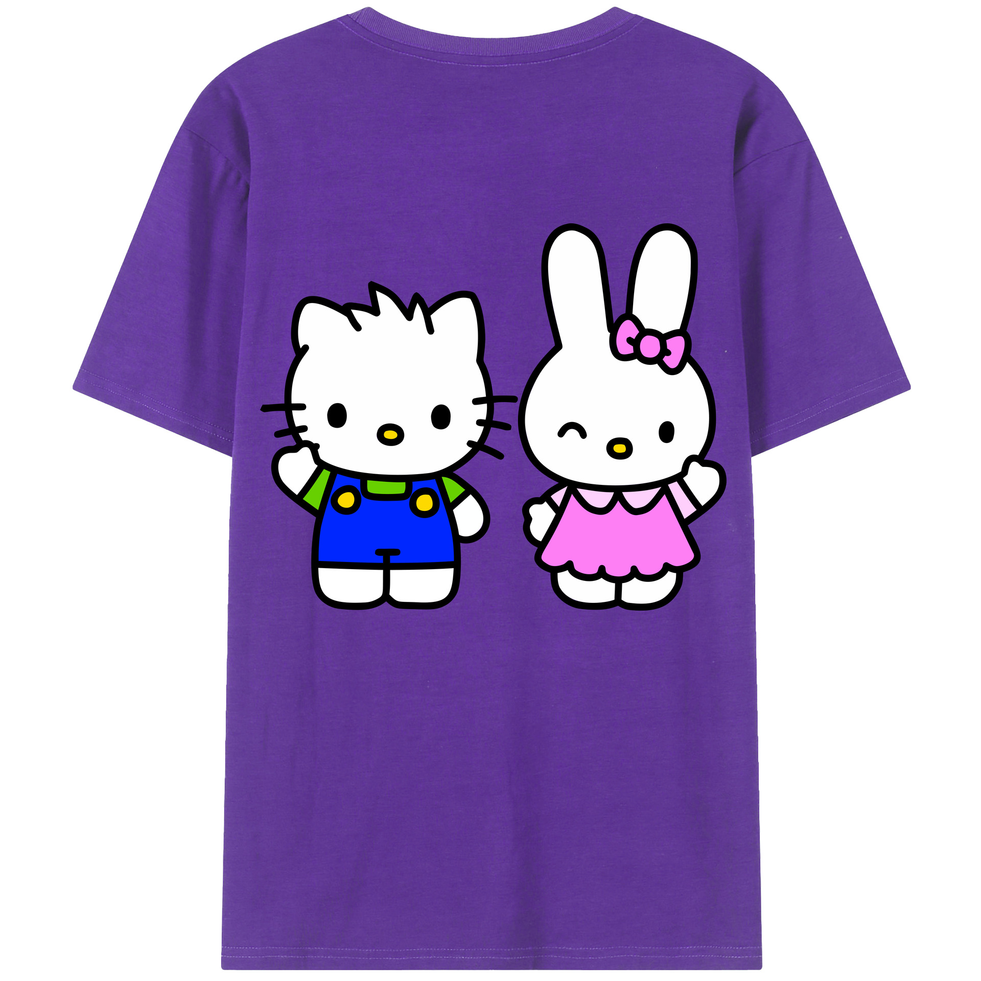 （画像用） Hello Kitty ハローキティ 綿100％ メンズ半袖Tシャツ（バックプリント） 通気性