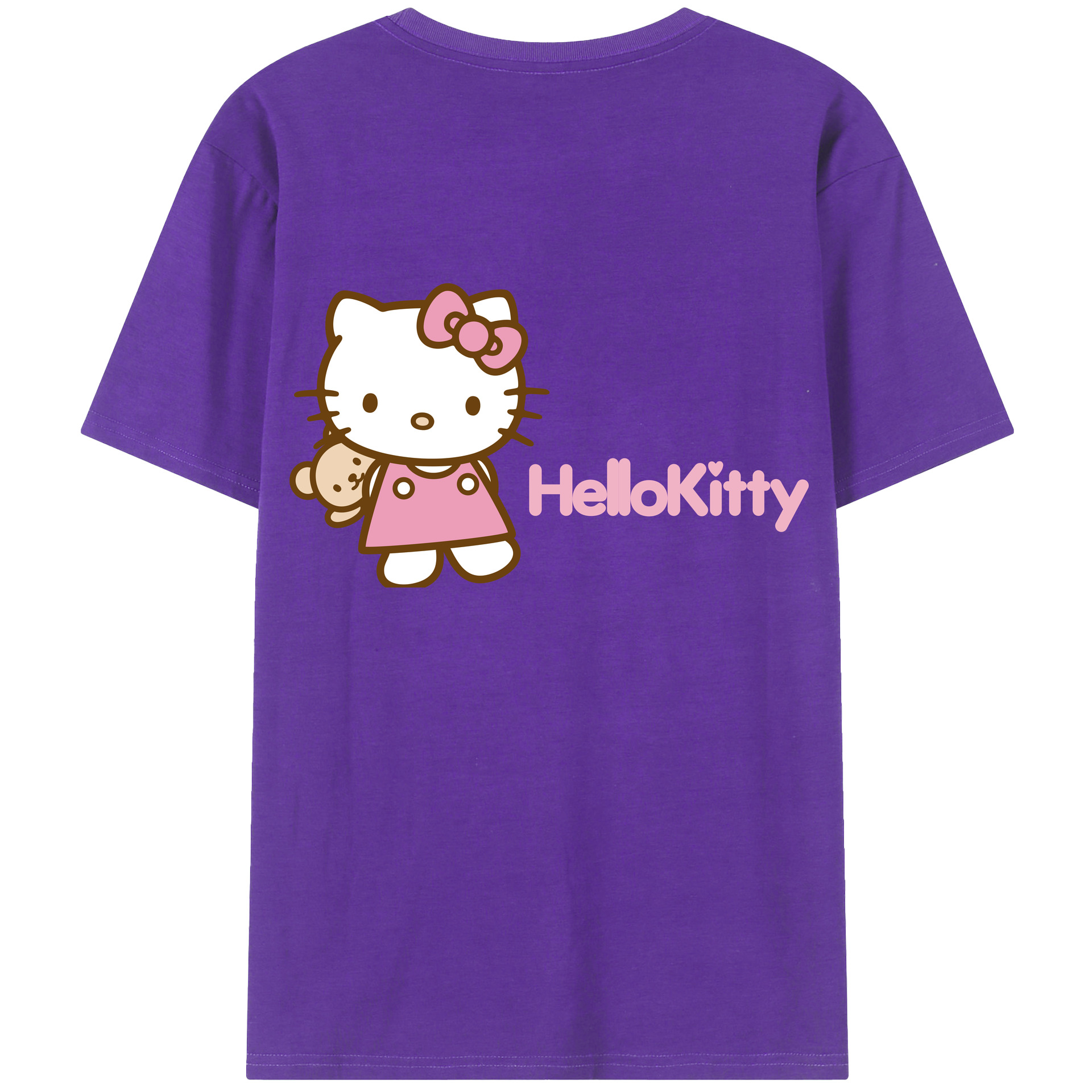 （画像用） Hello Kitty ハローキティ 綿100％ メンズ半袖Tシャツ（バックプリント） 通気性