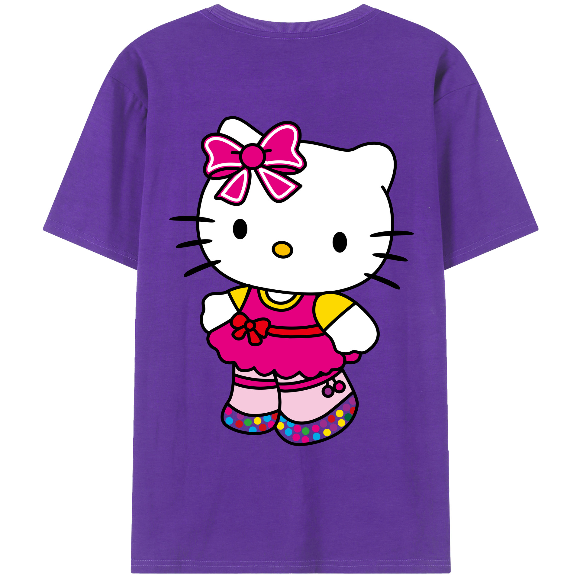 （画像用） Hello Kitty ハローキティ 綿100％ メンズ半袖Tシャツ（バックプリント） 通気性