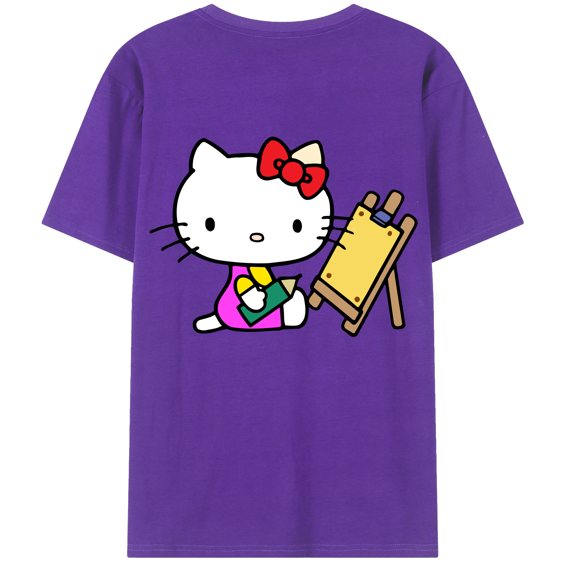 （画像用） Hello Kitty ハローキティ 綿100％ メンズ半袖Tシャツ（バックプリント） 通気性