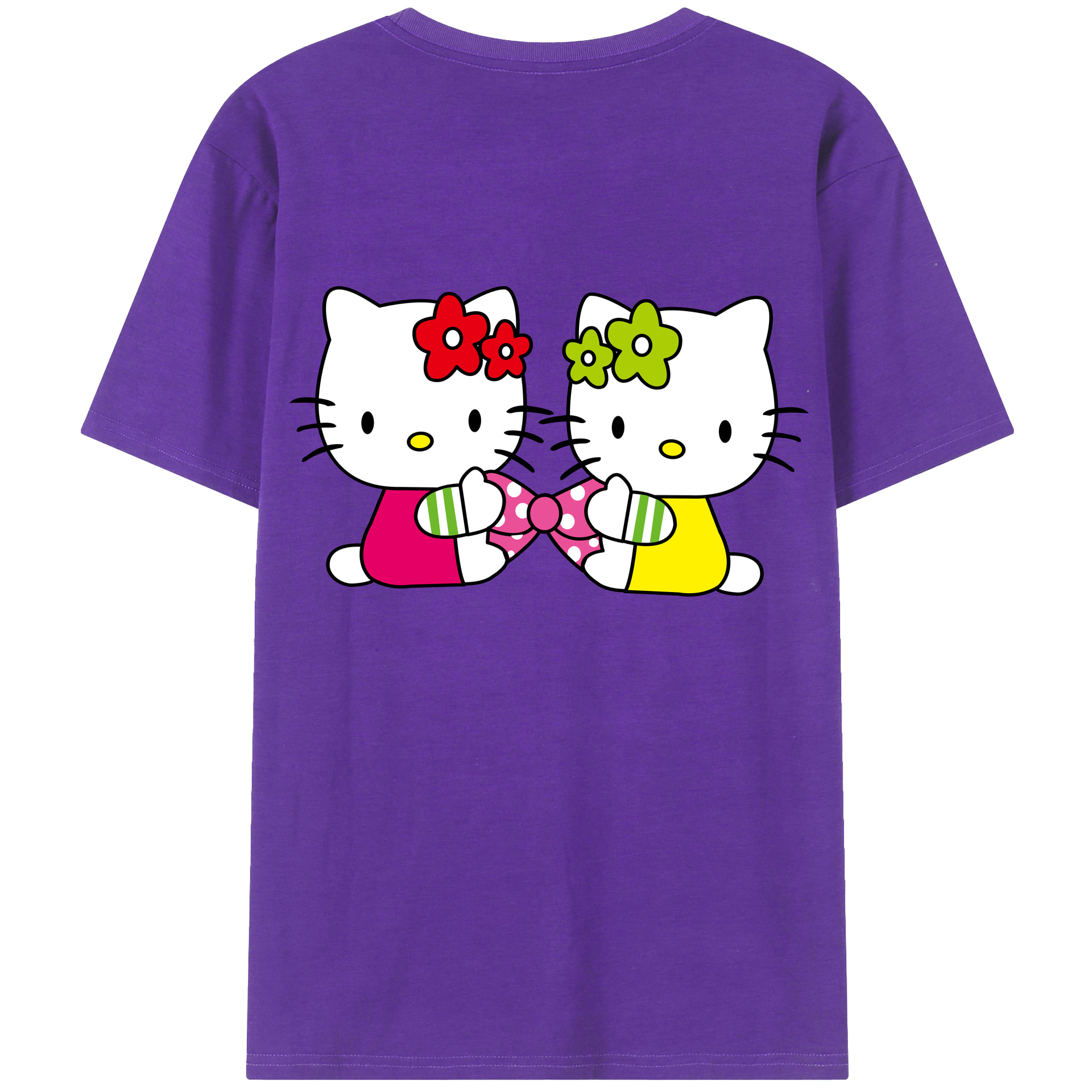 （画像用） Hello Kitty ハローキティ 綿100％ メンズ半袖Tシャツ（バックプリント） 通気性