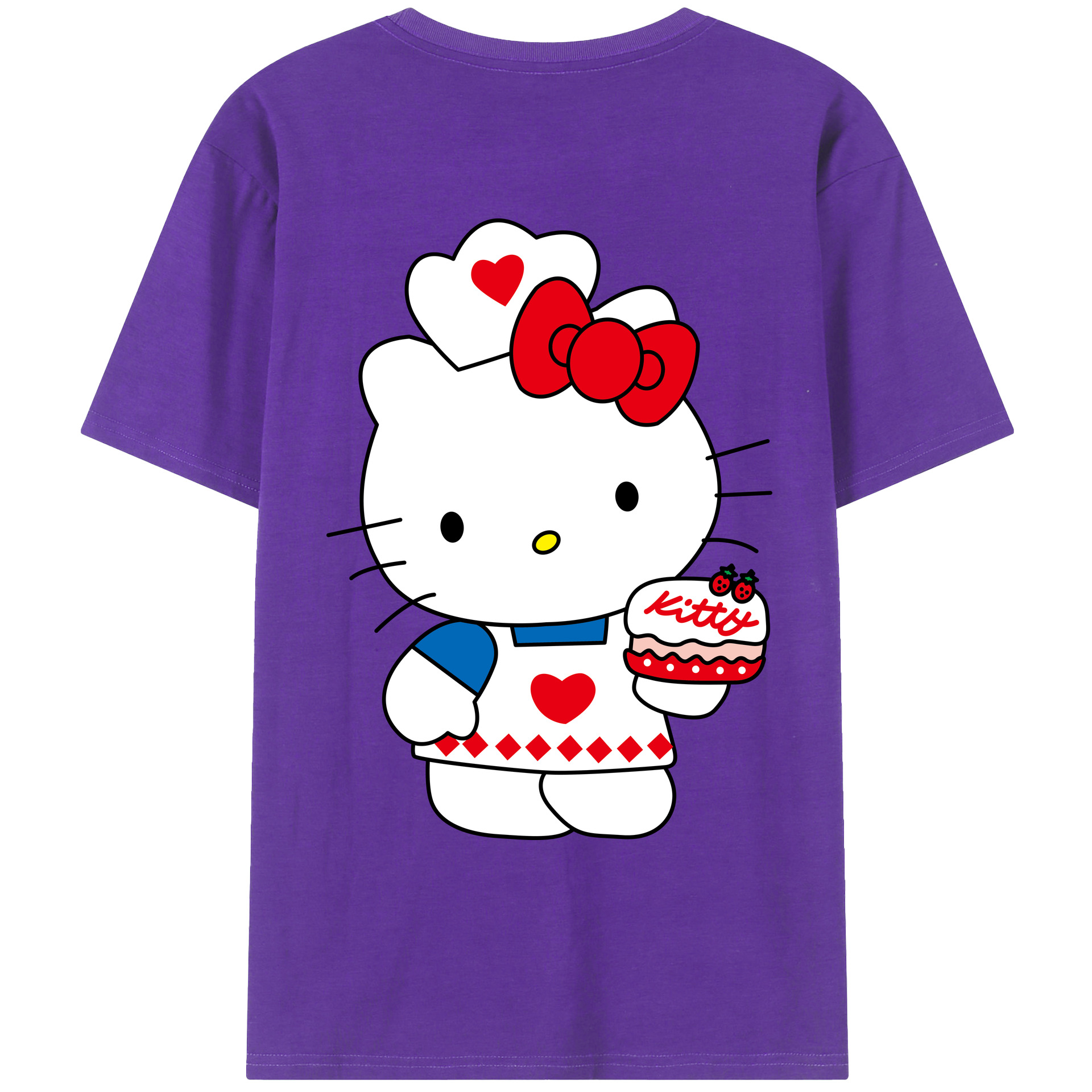 （画像用） Hello Kitty ハローキティ 綿100％ メンズ半袖Tシャツ（バックプリント） 通気性