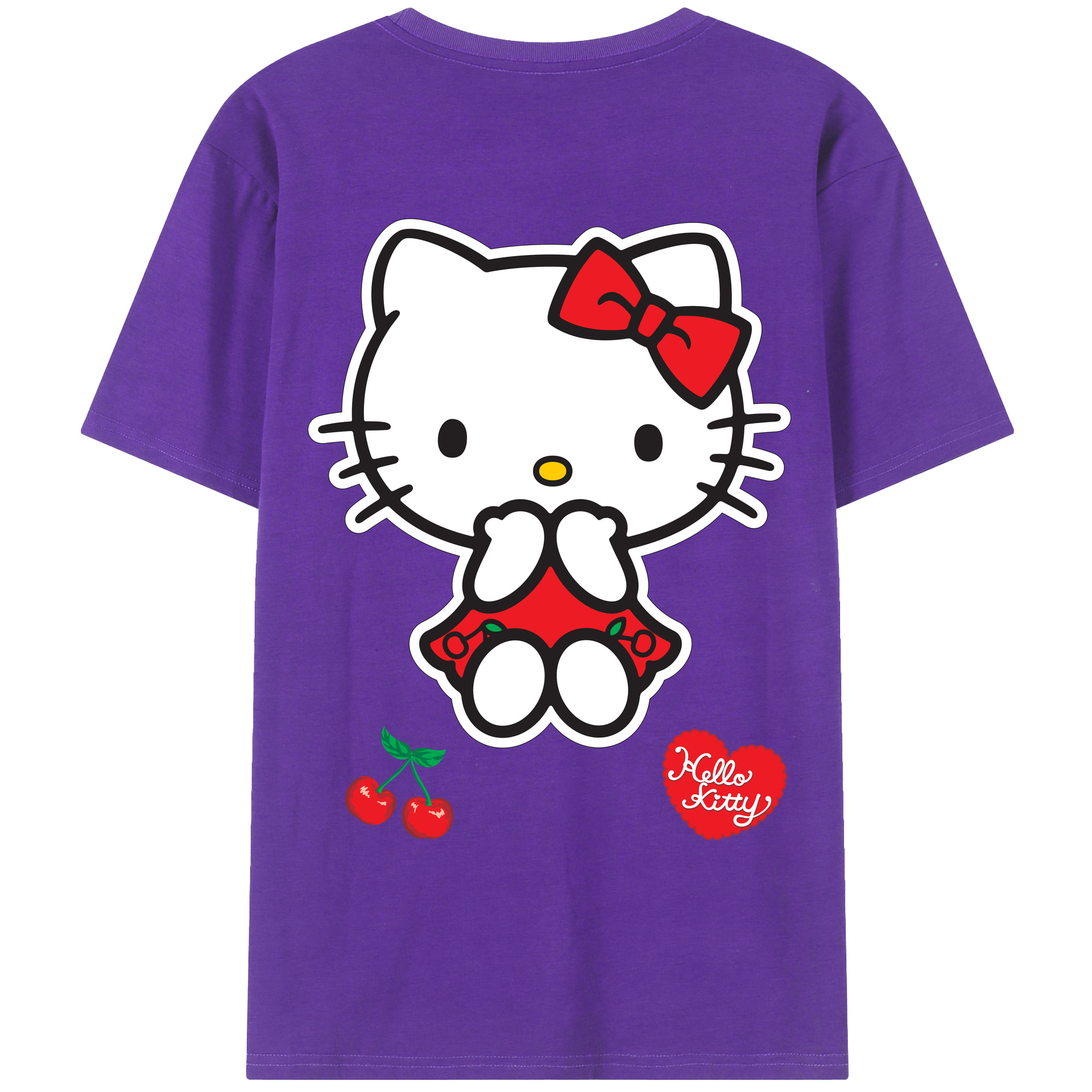 （画像用） Hello Kitty ハローキティ 綿100％ メンズ半袖Tシャツ（バックプリント） 通気性
