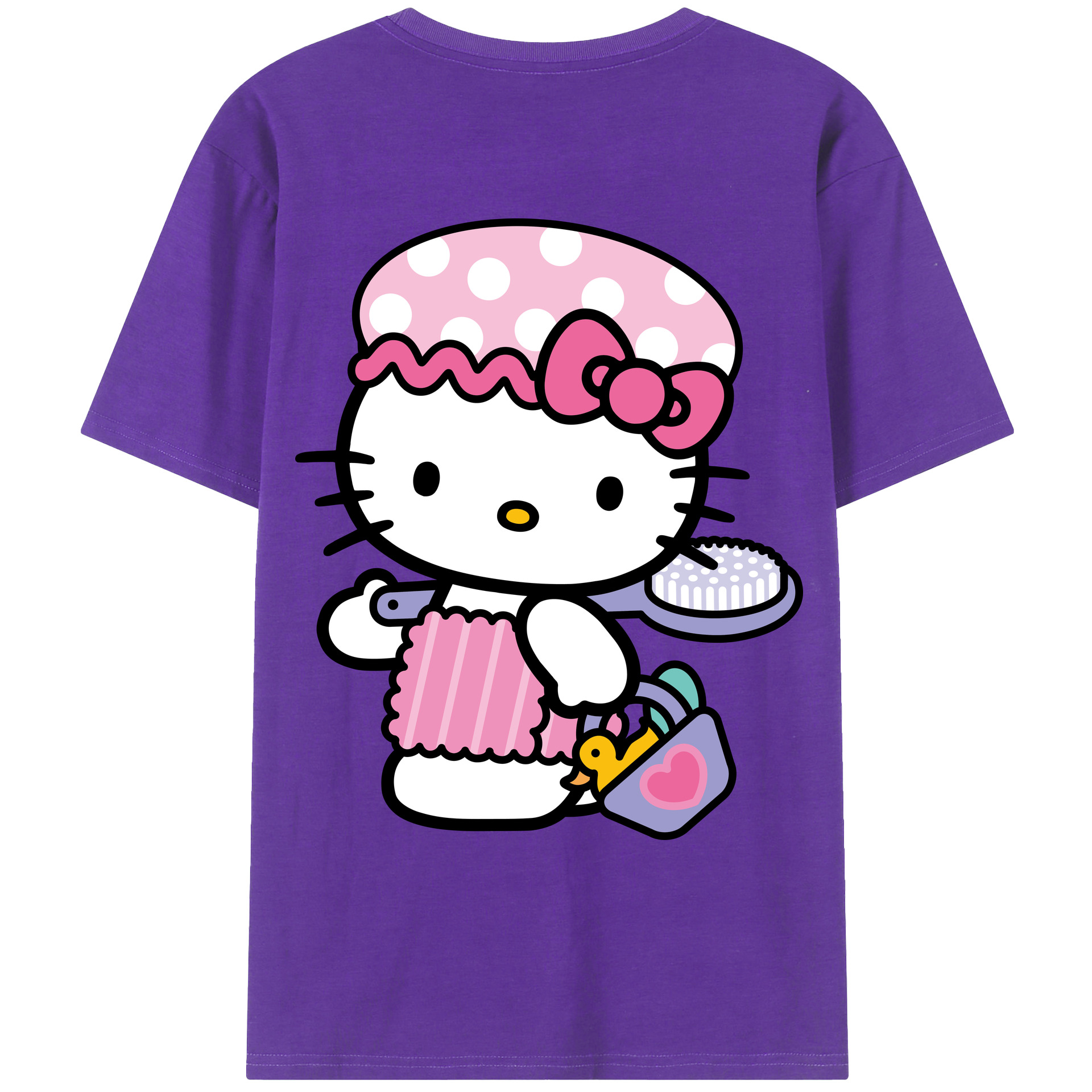 （画像用） Hello Kitty ハローキティ 綿100％ メンズ半袖Tシャツ（バックプリント） 通気性