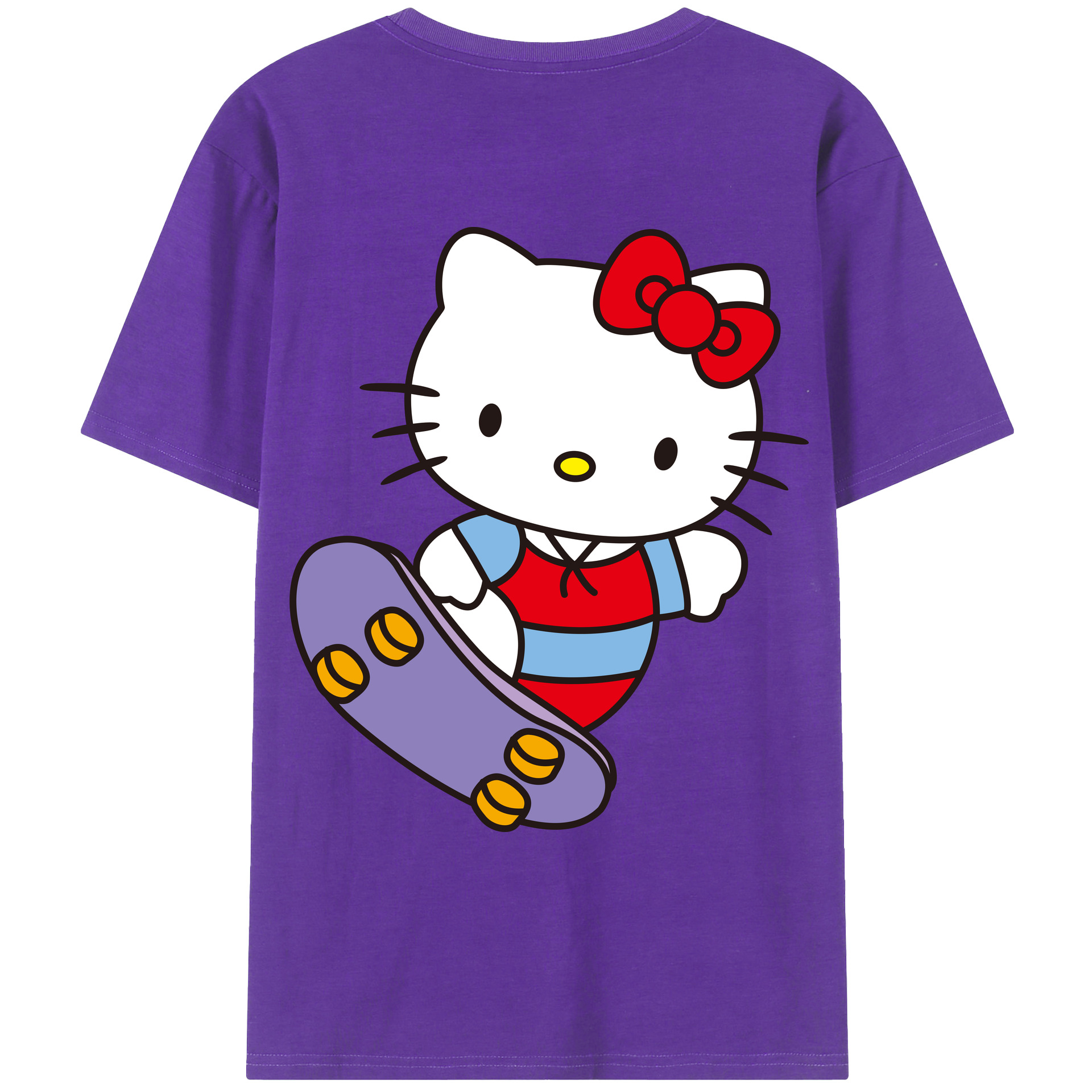 （画像用） Hello Kitty ハローキティ 綿100％ メンズ半袖Tシャツ（バックプリント） 通気性