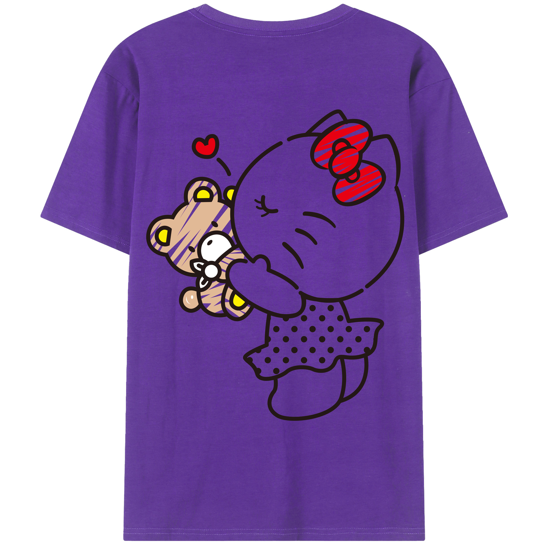 （画像用） Hello Kitty ハローキティ 綿100％ メンズ半袖Tシャツ（バックプリント） 通気性