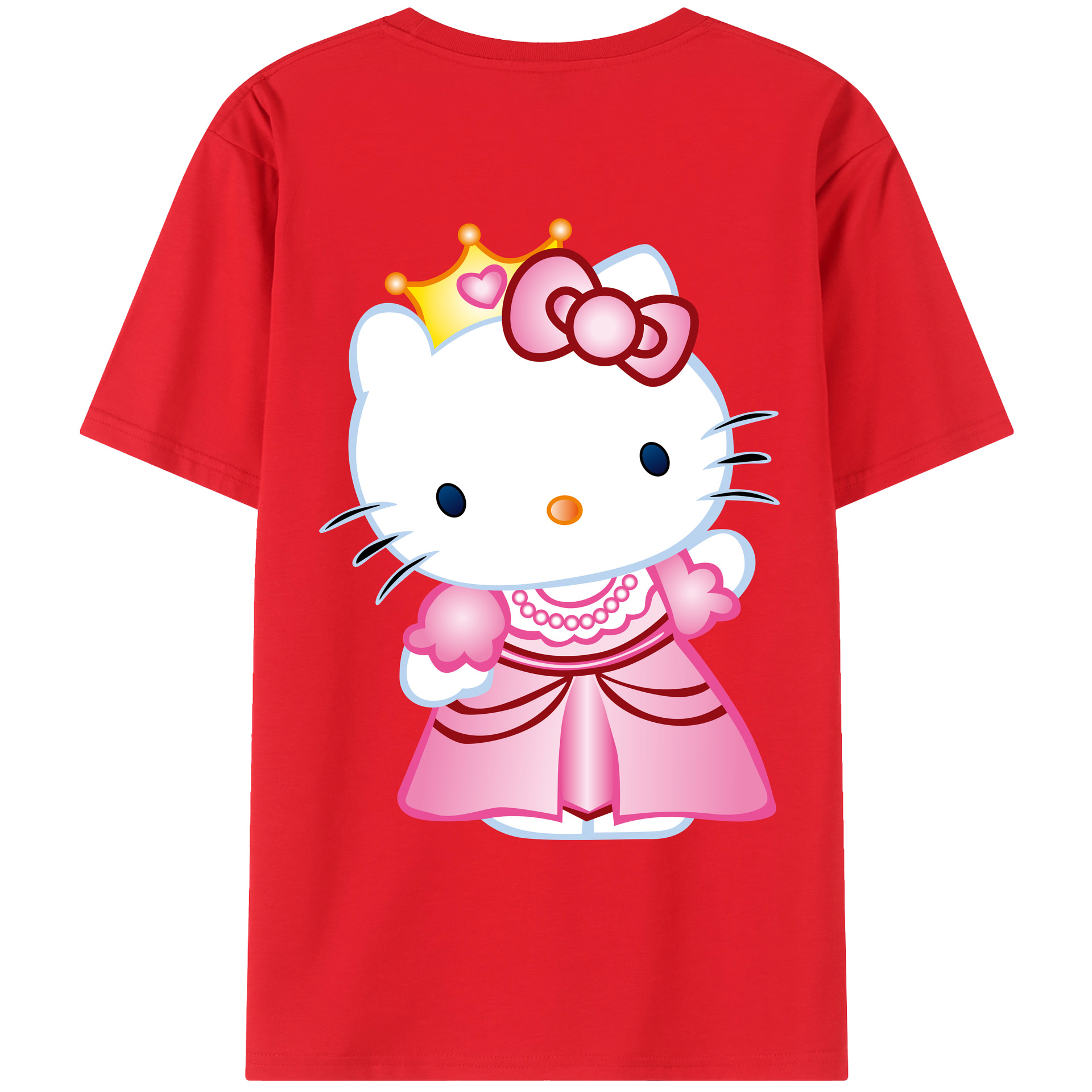（画像用） Hello Kitty ハローキティ 綿100％ メンズ半袖Tシャツ（バックプリント） 通気性