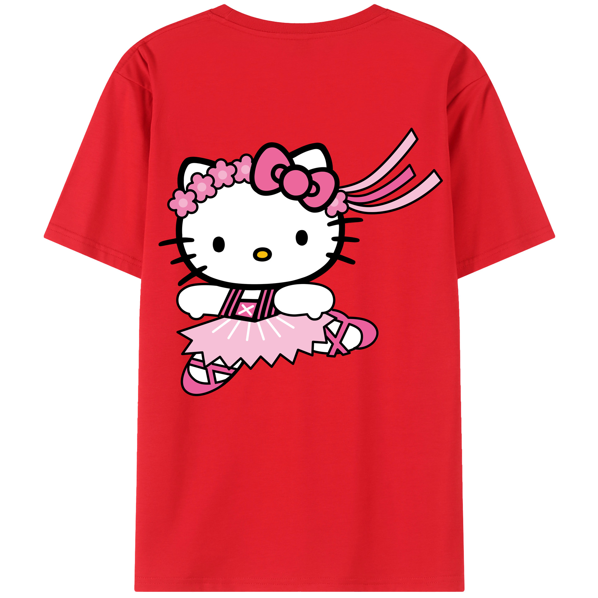 （画像用） Hello Kitty ハローキティ 綿100％ メンズ半袖Tシャツ（バックプリント） 通気性