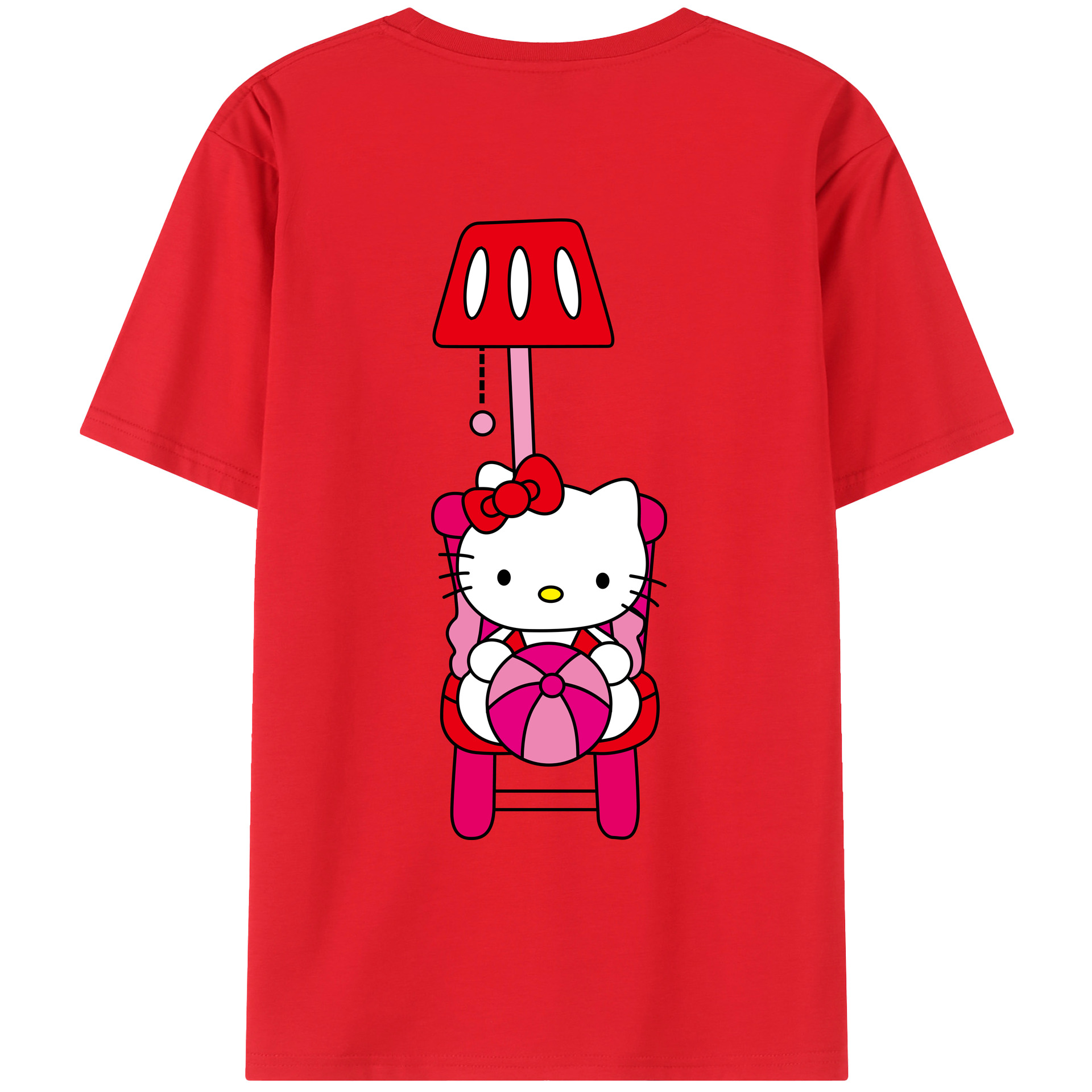 （画像用） Hello Kitty ハローキティ 綿100％ メンズ半袖Tシャツ（バックプリント） 通気性