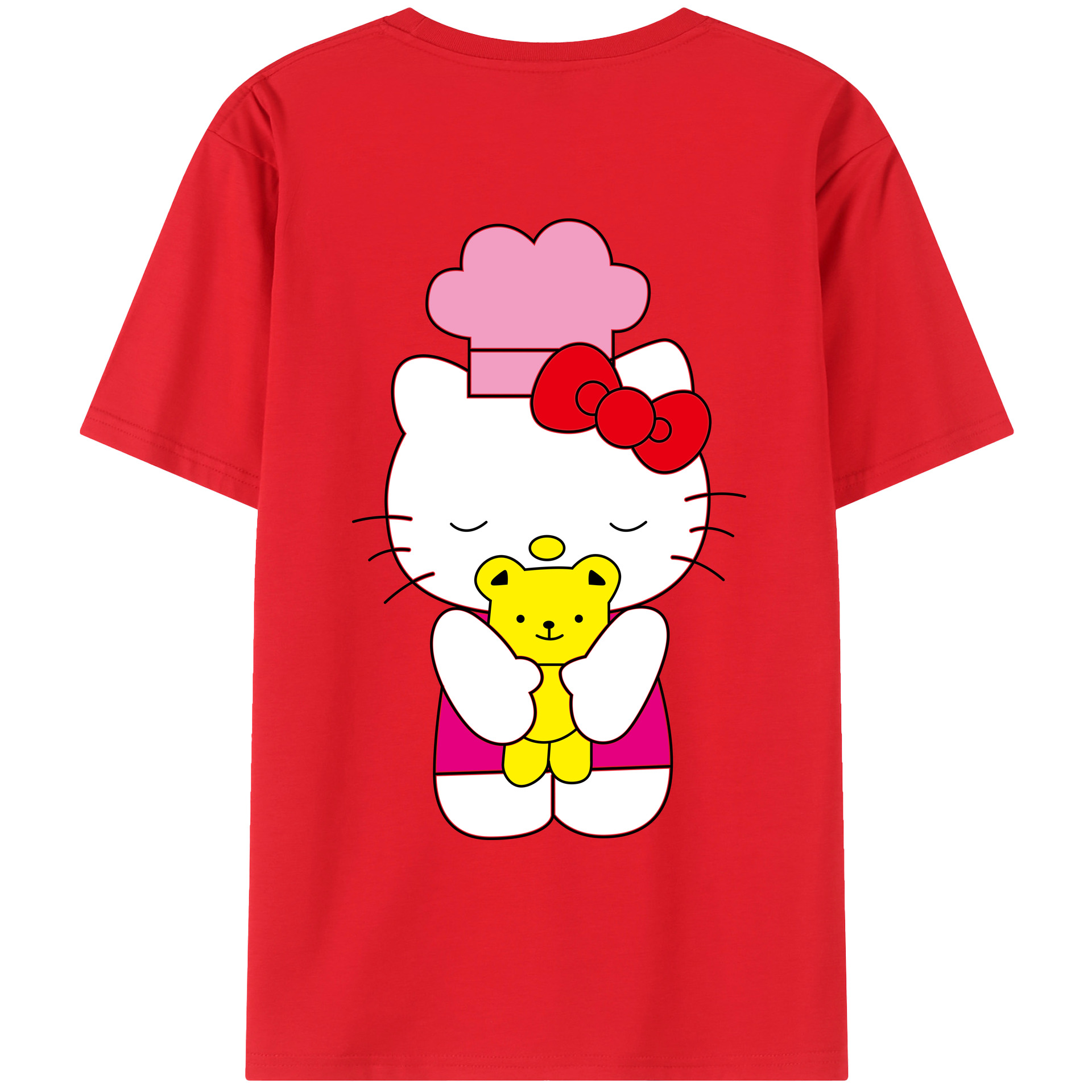 （画像用） Hello Kitty ハローキティ 綿100％ メンズ半袖Tシャツ（バックプリント） 通気性