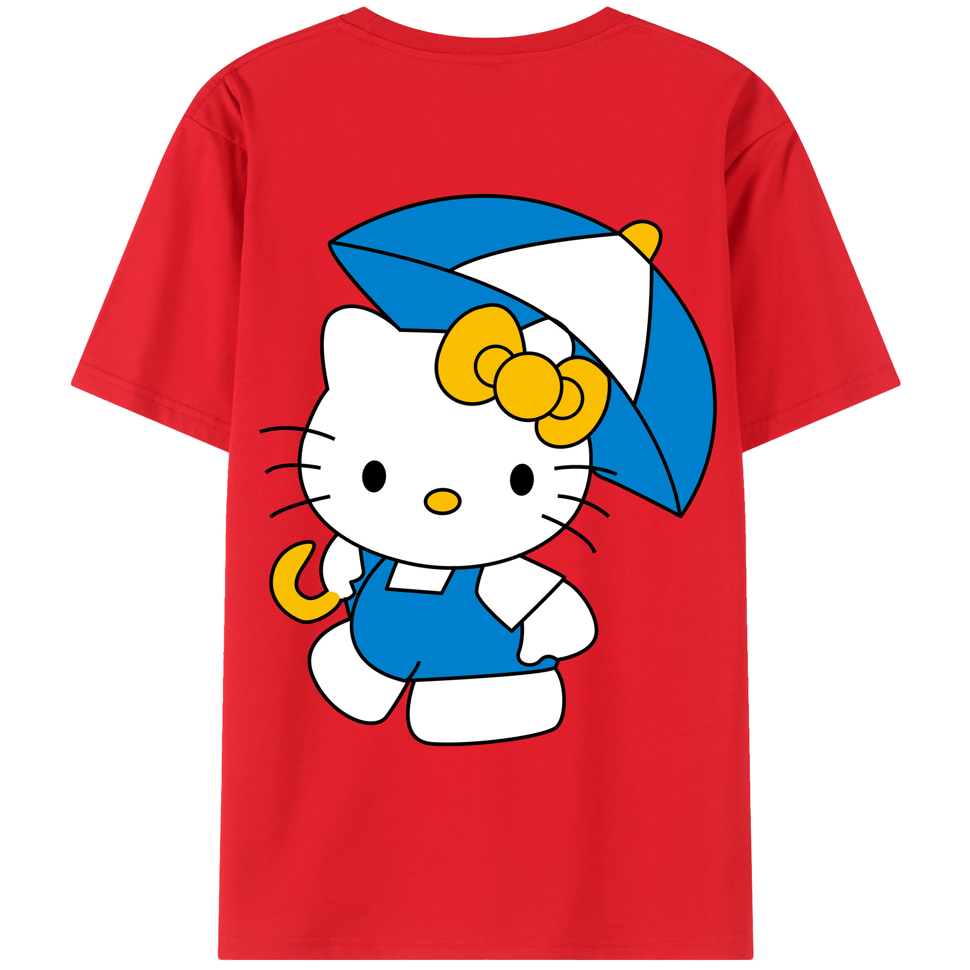 （画像用） Hello Kitty ハローキティ 綿100％ メンズ半袖Tシャツ（バックプリント） 通気性