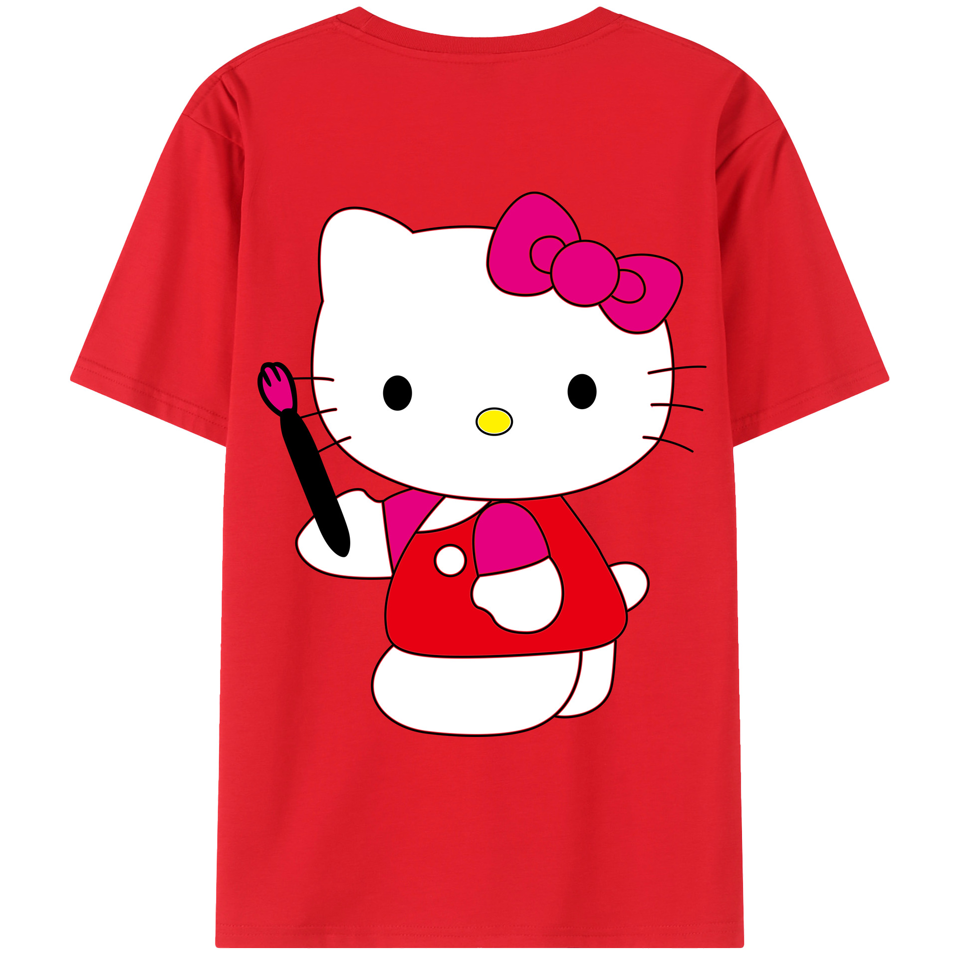 （画像用） Hello Kitty ハローキティ 綿100％ メンズ半袖Tシャツ（バックプリント） 通気性