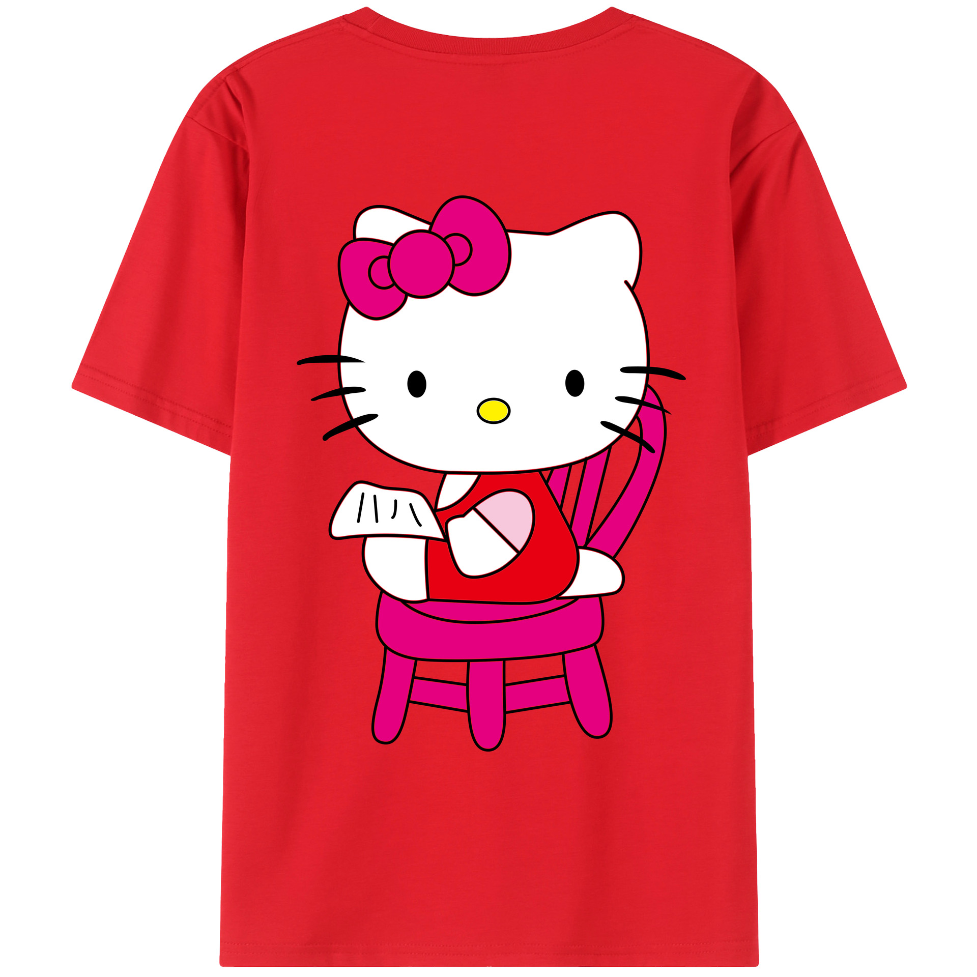 （画像用） Hello Kitty ハローキティ 綿100％ メンズ半袖Tシャツ（バックプリント） 通気性