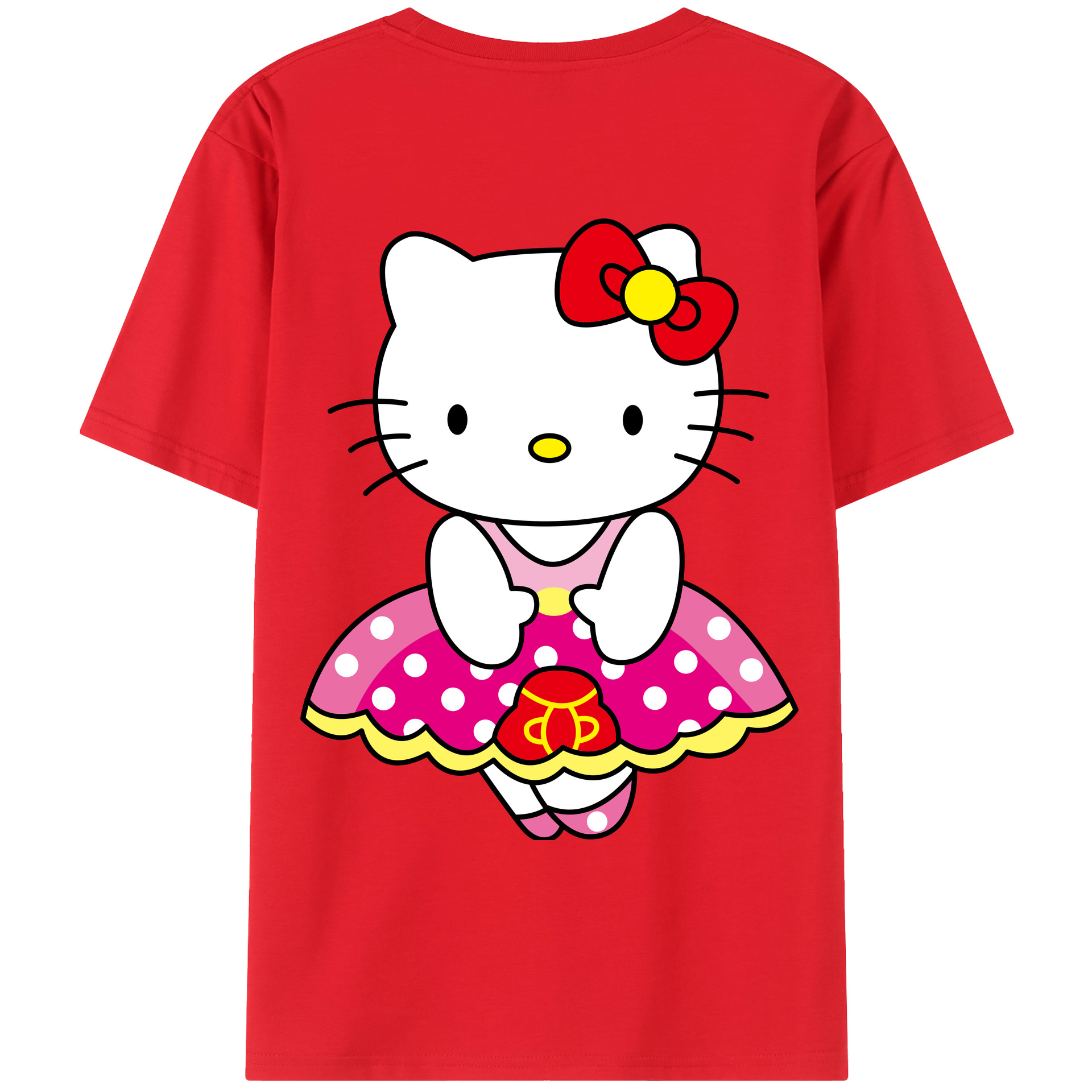 （画像用） Hello Kitty ハローキティ 綿100％ メンズ半袖Tシャツ（バックプリント） 通気性