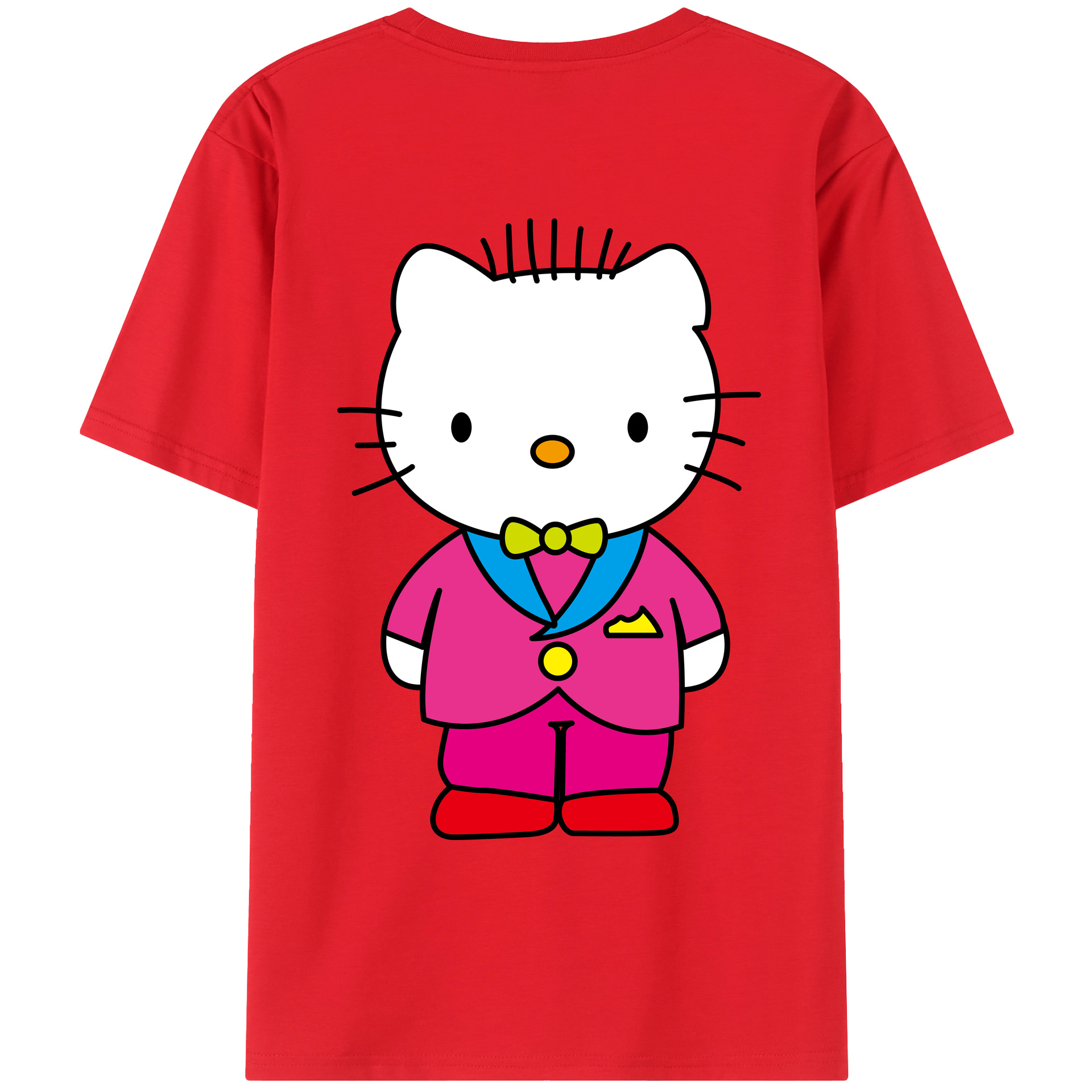 （画像用） Hello Kitty ハローキティ 綿100％ メンズ半袖Tシャツ（バックプリント） 通気性