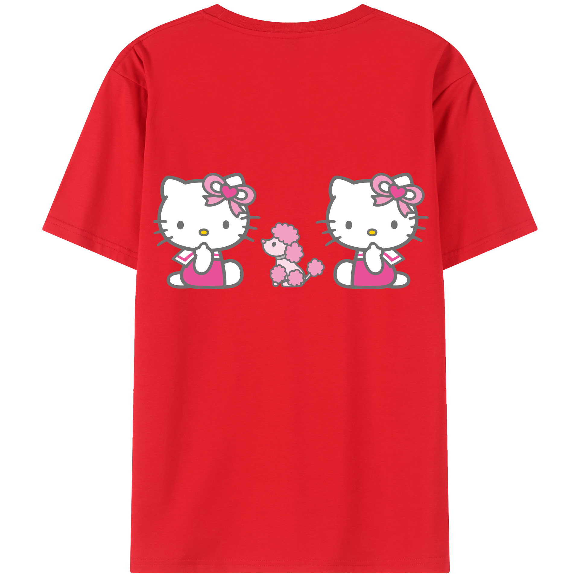 （画像用） Hello Kitty ハローキティ 綿100％ メンズ半袖Tシャツ（バックプリント） 通気性