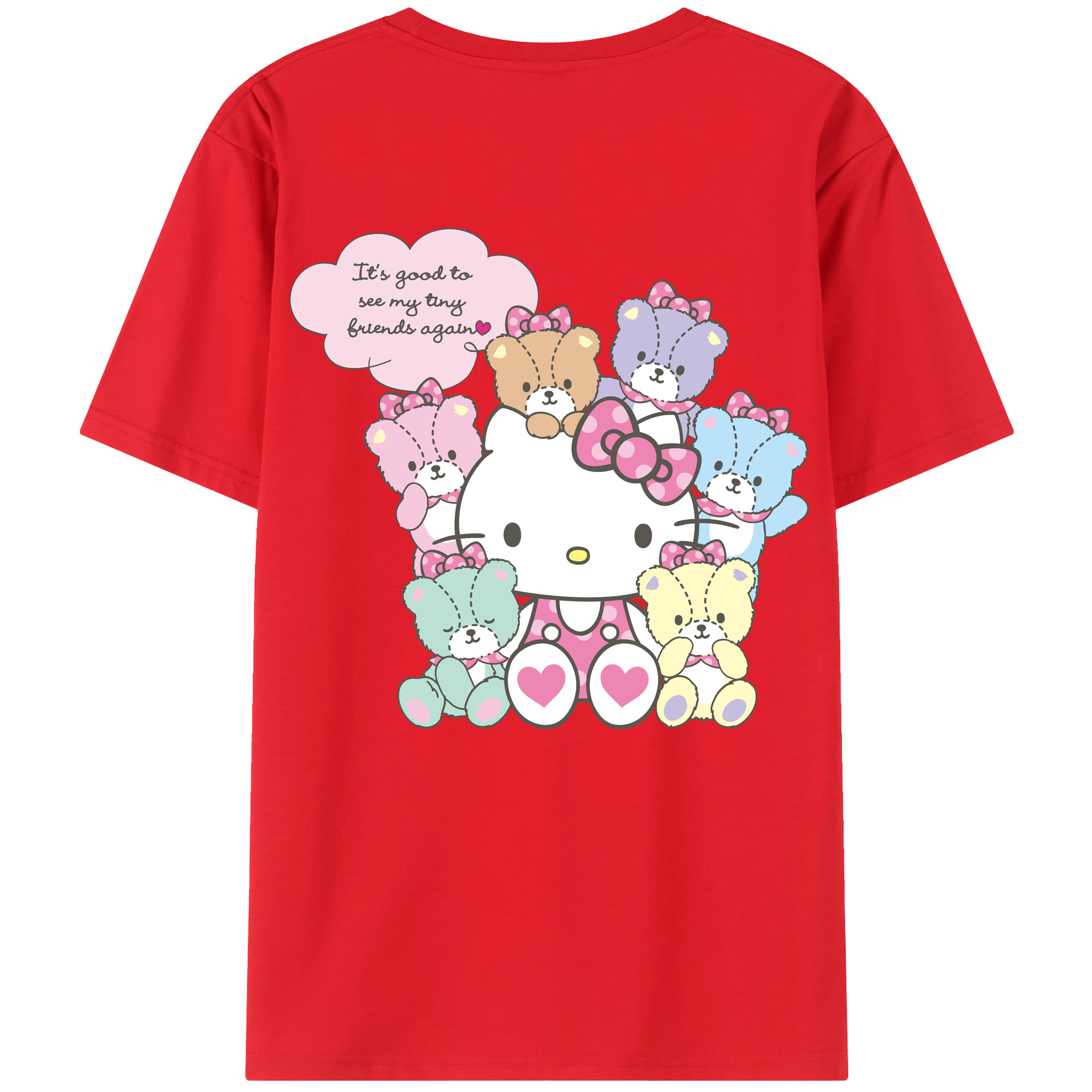 （画像用） Hello Kitty ハローキティ 綿100％ メンズ半袖Tシャツ（バックプリント） 通気性