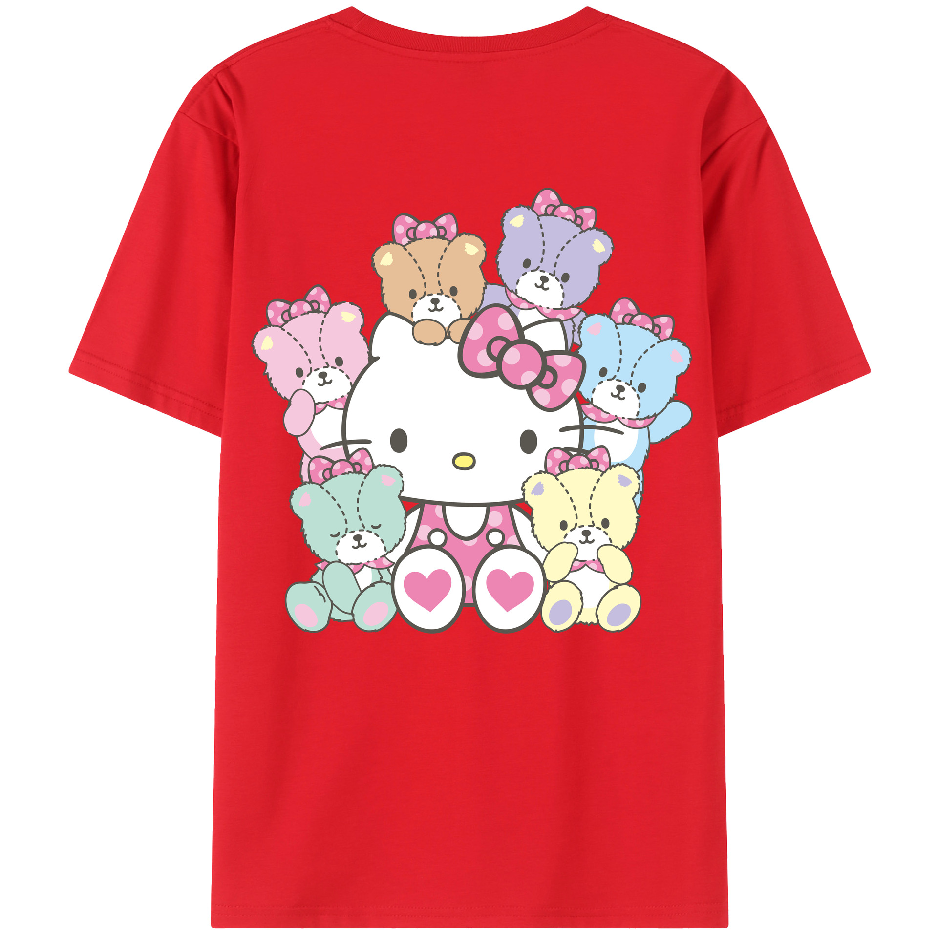（画像用） Hello Kitty ハローキティ 綿100％ メンズ半袖Tシャツ（バックプリント） 通気性