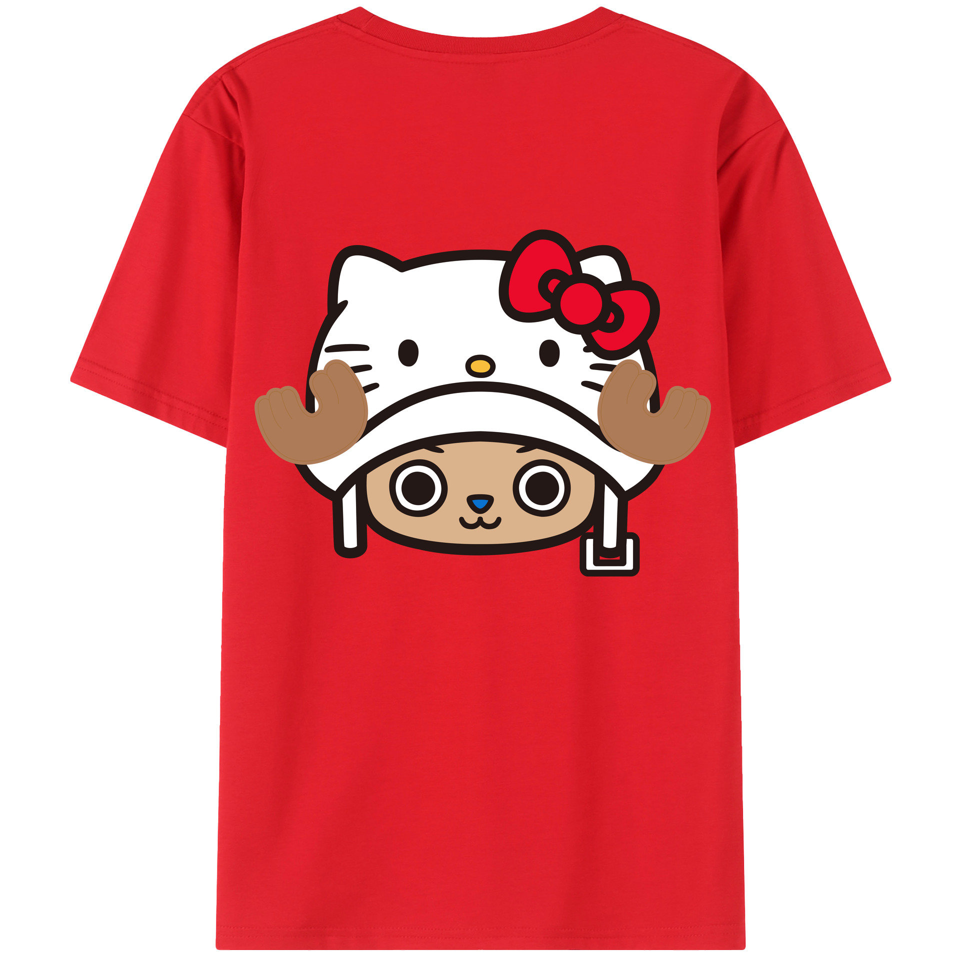 （画像用） Hello Kitty ハローキティ 綿100％ メンズ半袖Tシャツ（バックプリント） 通気性