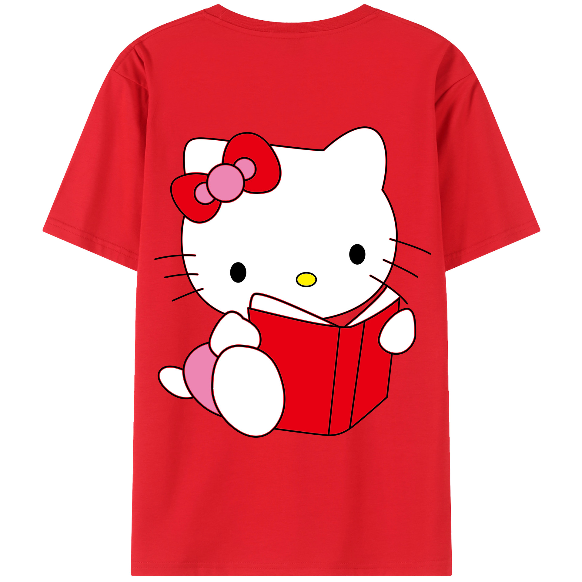 （画像用） Hello Kitty ハローキティ 綿100％ メンズ半袖Tシャツ（バックプリント） 通気性