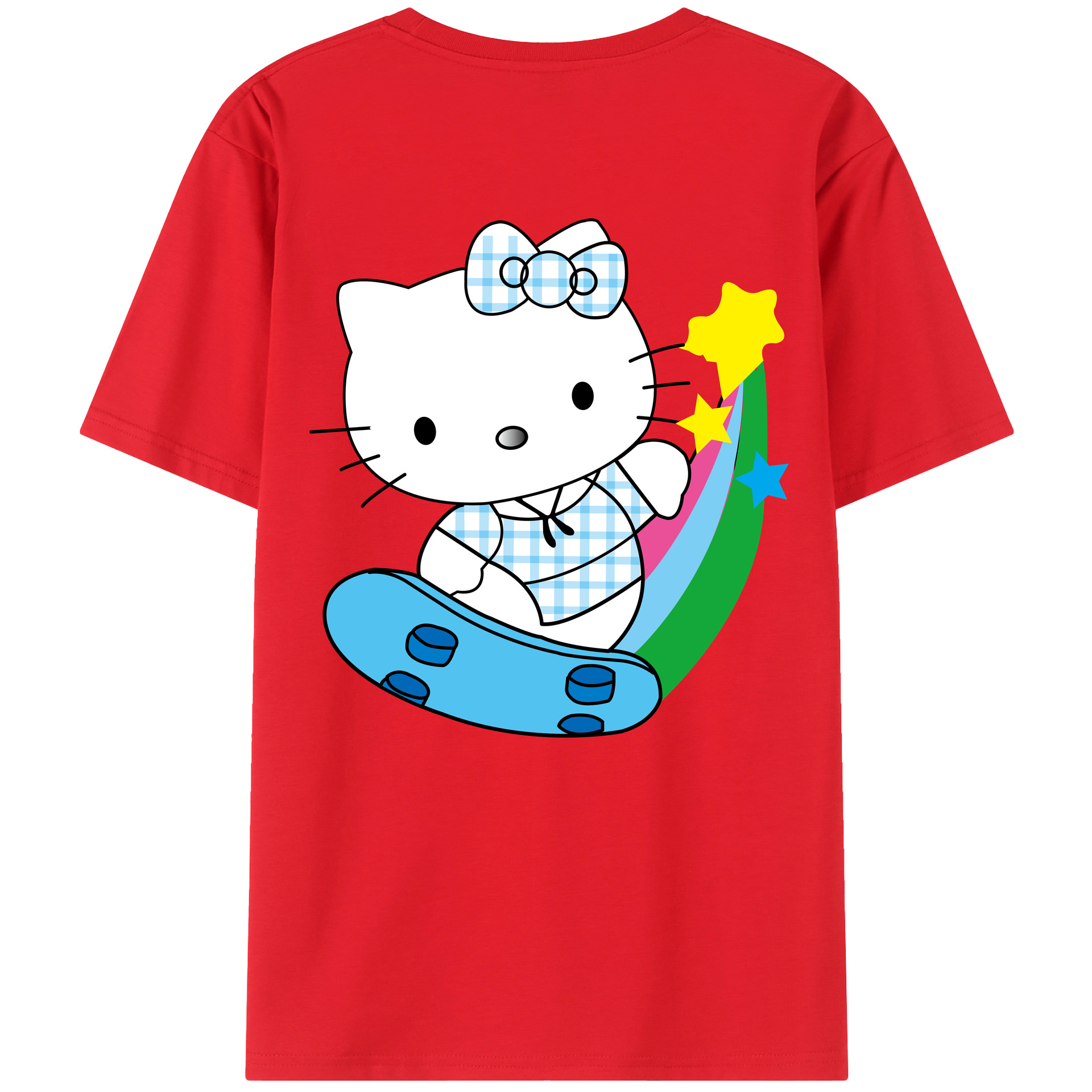 （画像用） Hello Kitty ハローキティ 綿100％ メンズ半袖Tシャツ（バックプリント） 通気性