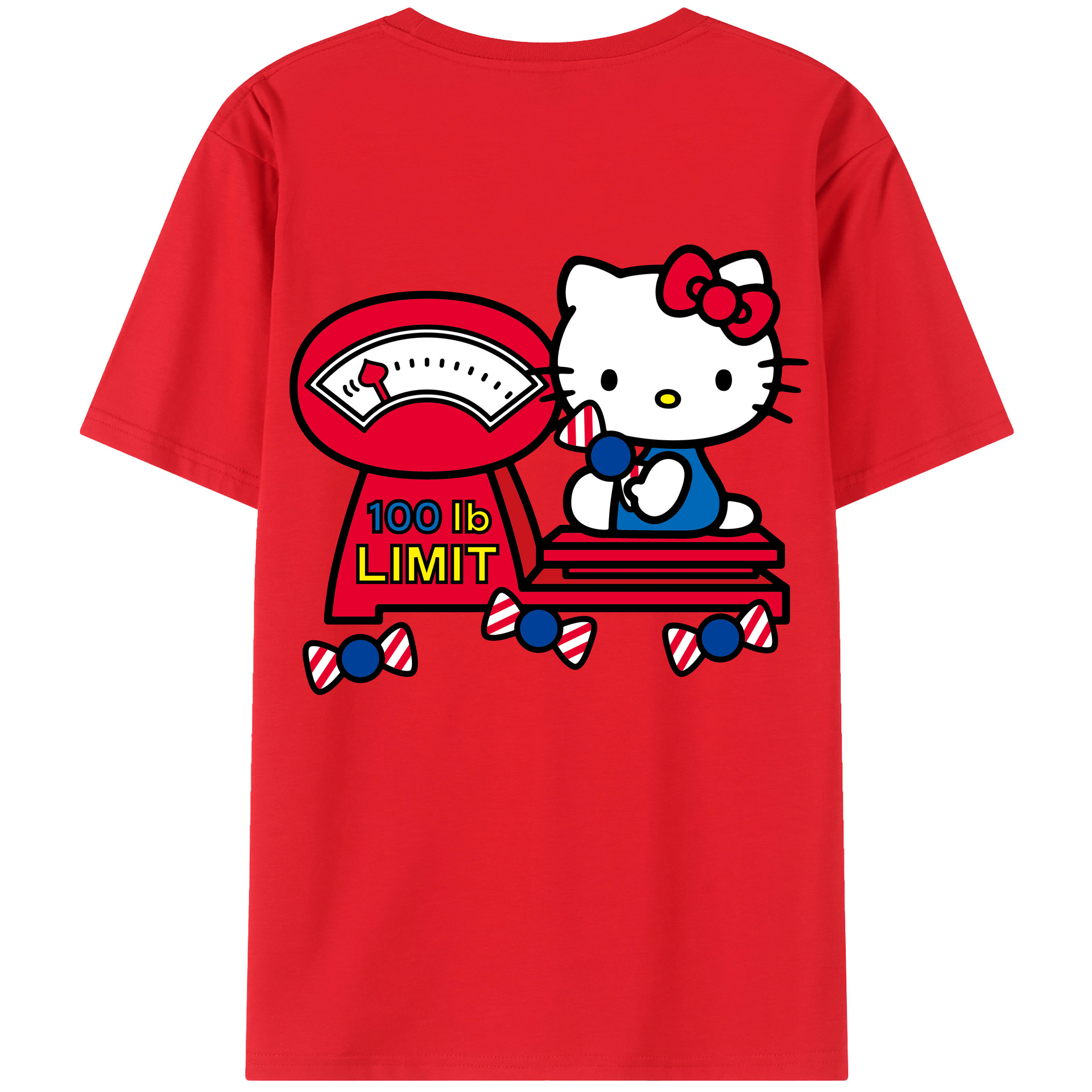 （画像用） Hello Kitty ハローキティ 綿100％ メンズ半袖Tシャツ（バックプリント） 通気性