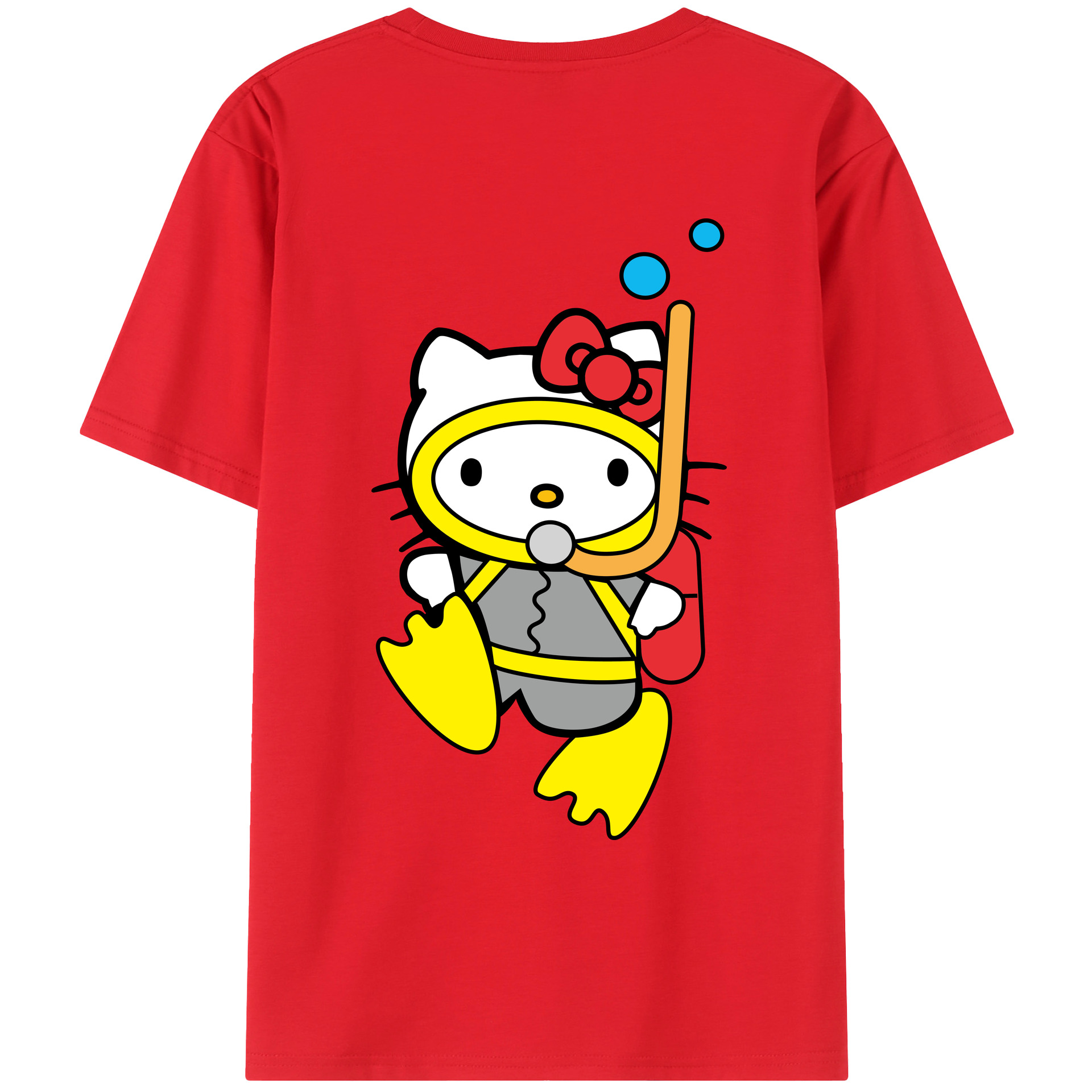 （画像用） Hello Kitty ハローキティ 綿100％ メンズ半袖Tシャツ（バックプリント） 通気性