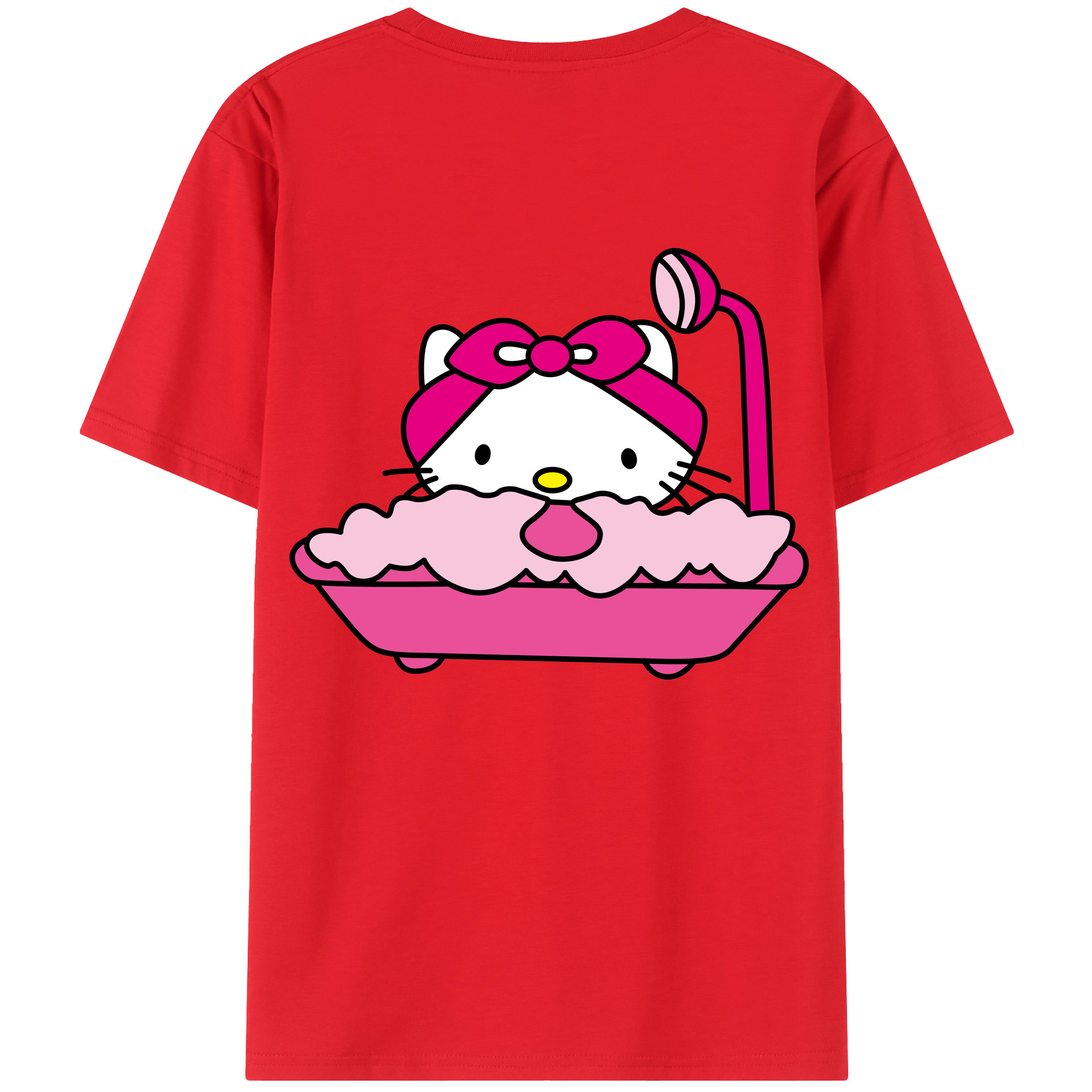 （画像用） Hello Kitty ハローキティ 綿100％ メンズ半袖Tシャツ（バックプリント） 通気性