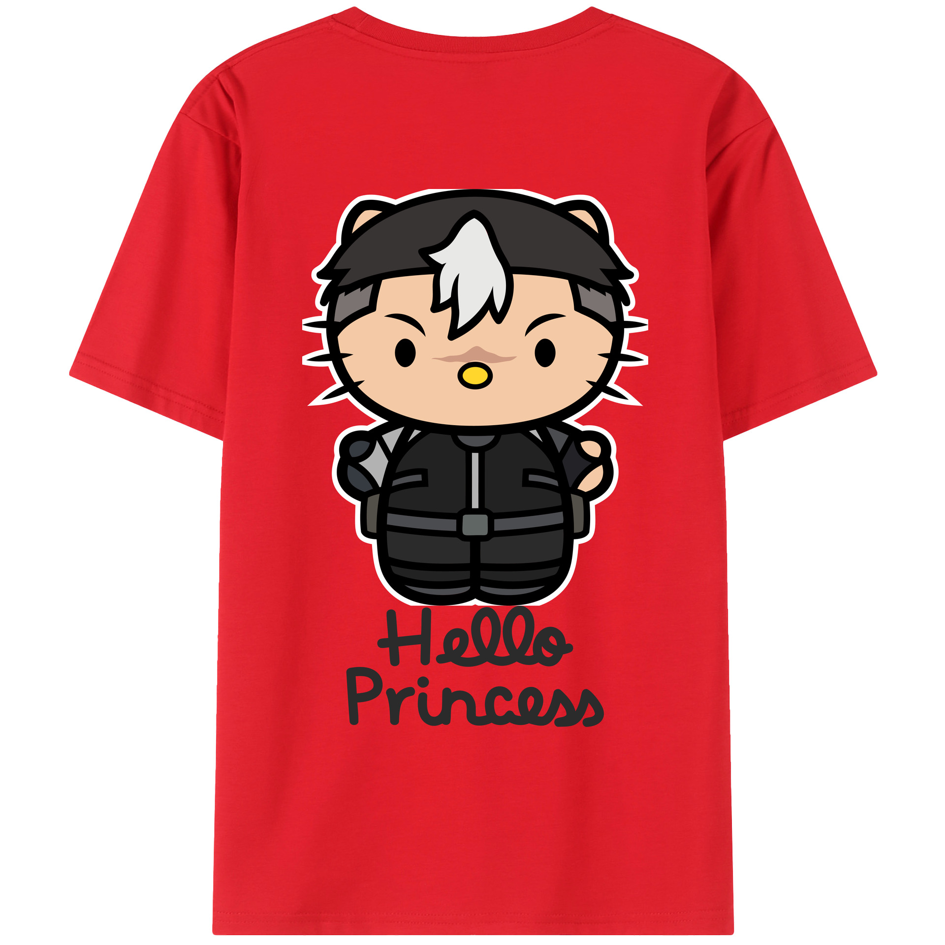 （画像用） Hello Kitty ハローキティ 綿100％ メンズ半袖Tシャツ（バックプリント） 通気性