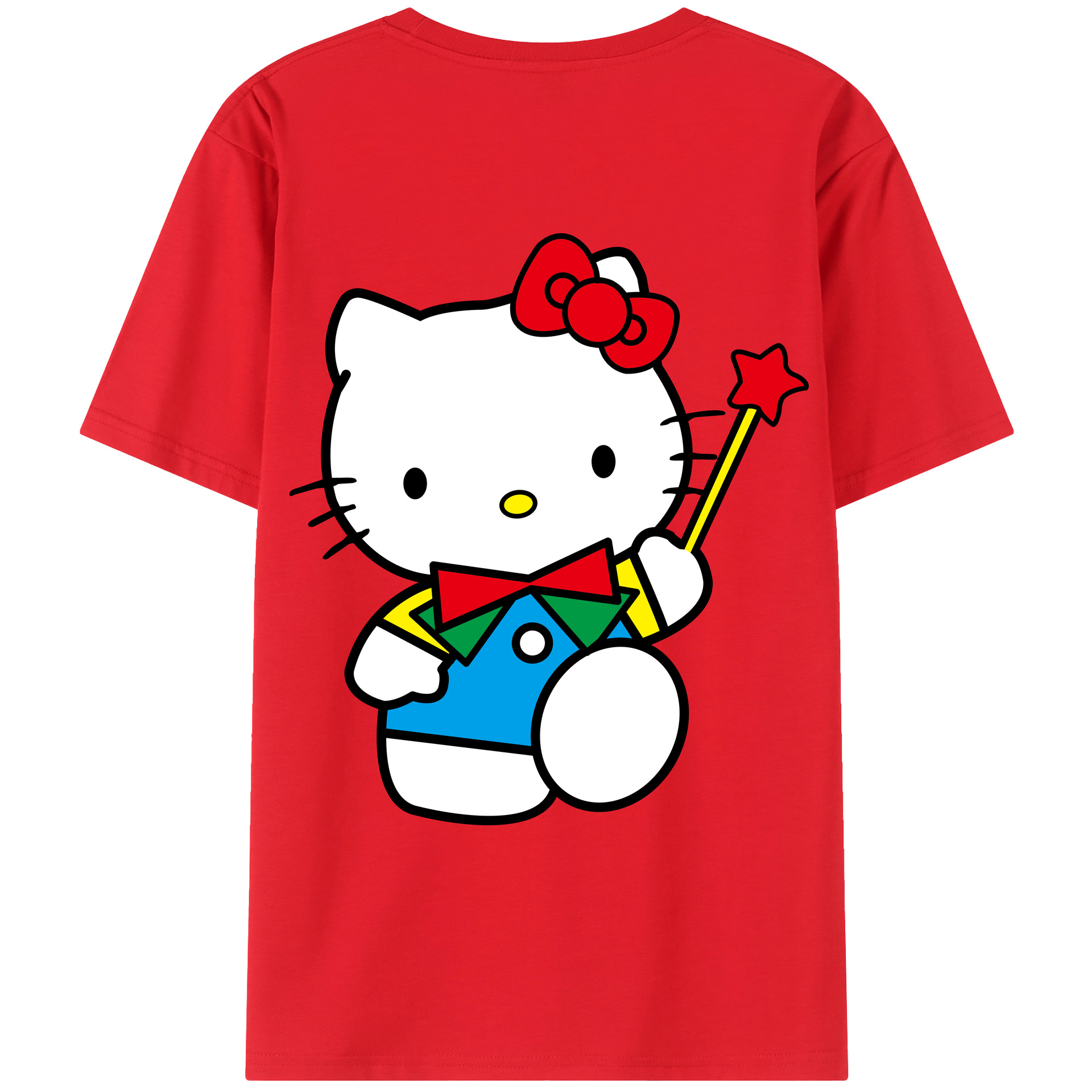 （画像用） Hello Kitty ハローキティ 綿100％ メンズ半袖Tシャツ（バックプリント） 通気性